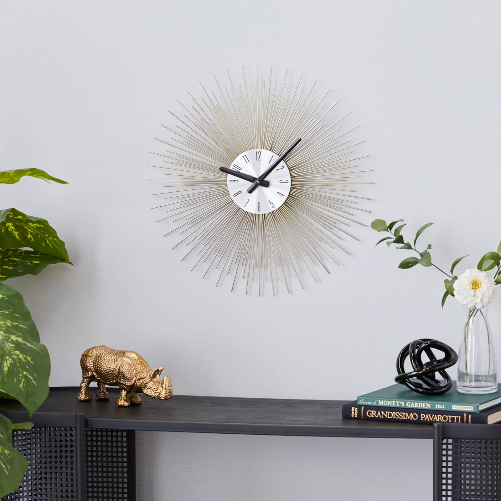 19" Gold Metal Contemporary Wall Clock