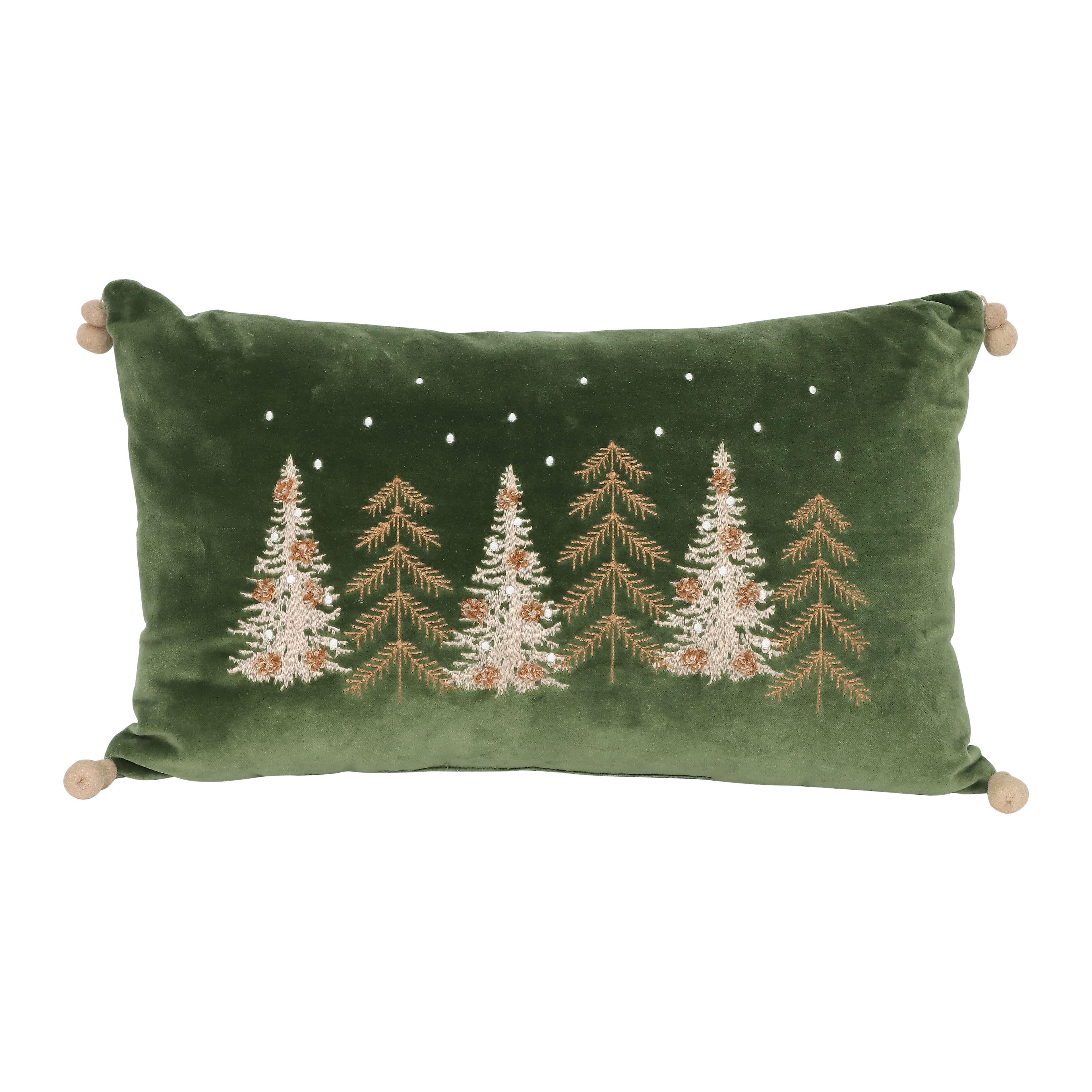 20&#x22; x 12&#x22; Green Embroidered Trees Lumbar Throw Pillow by Ashland&#xAE;
