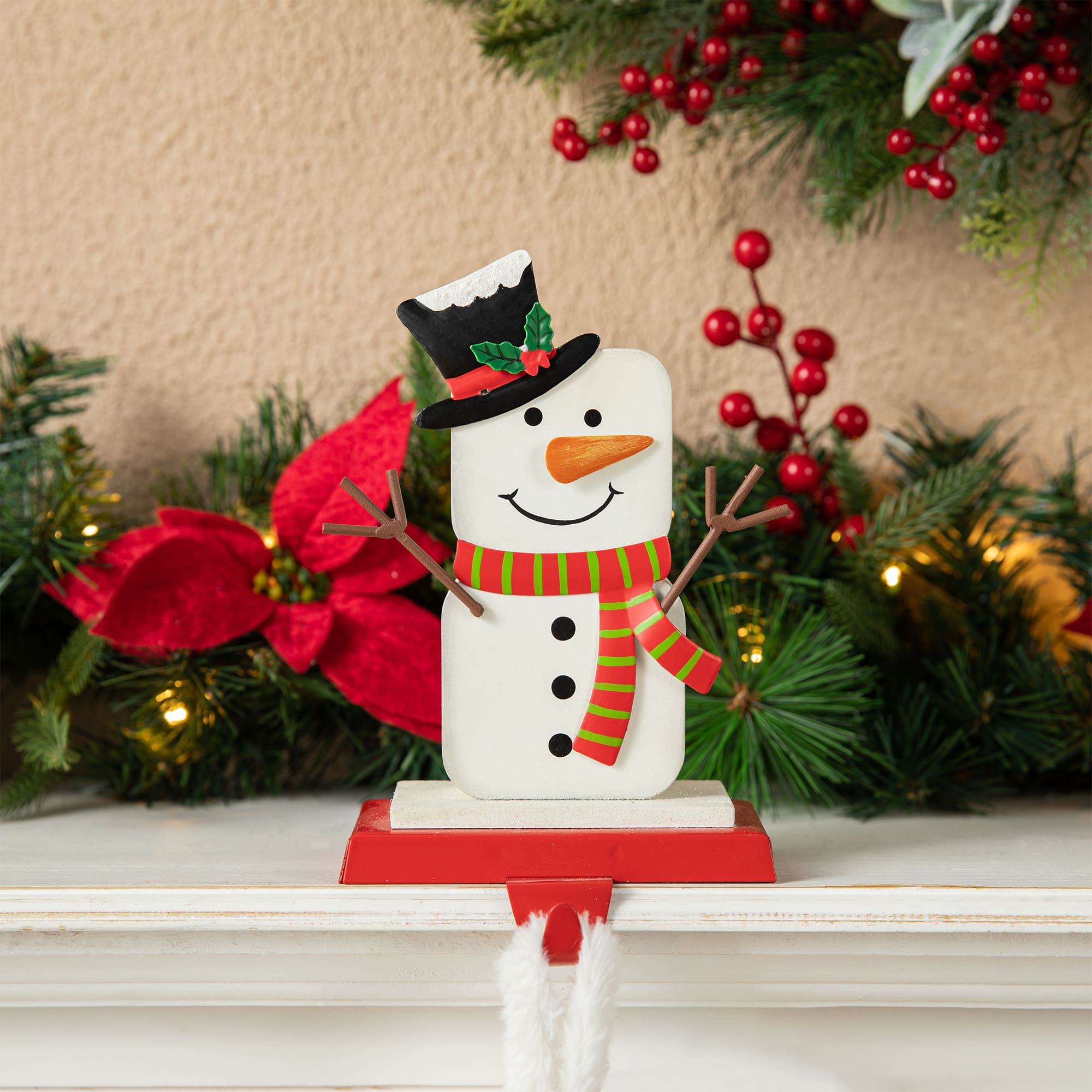 Glitzhome® 7.5" Christmas Snowman Stocking Holder Set