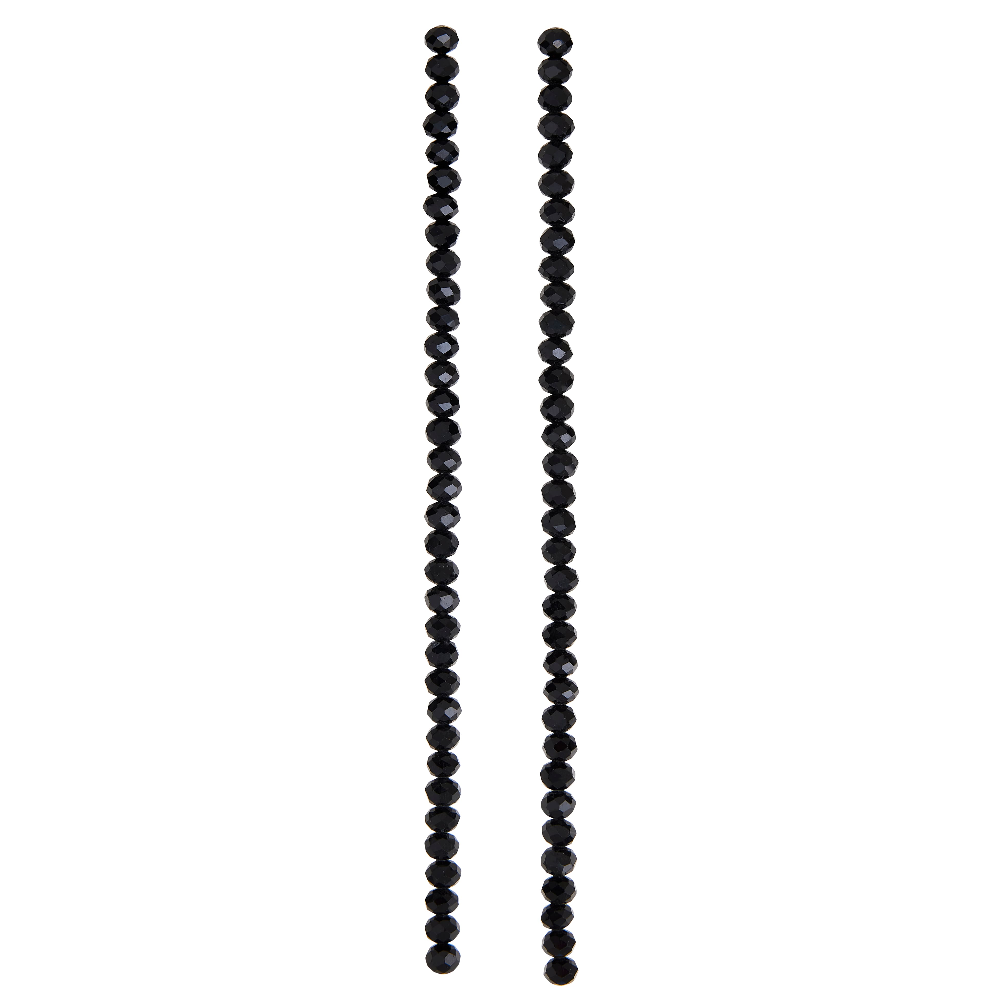 Black Faceted Glass Rondelle Beads, 6mm by Bead Landing™