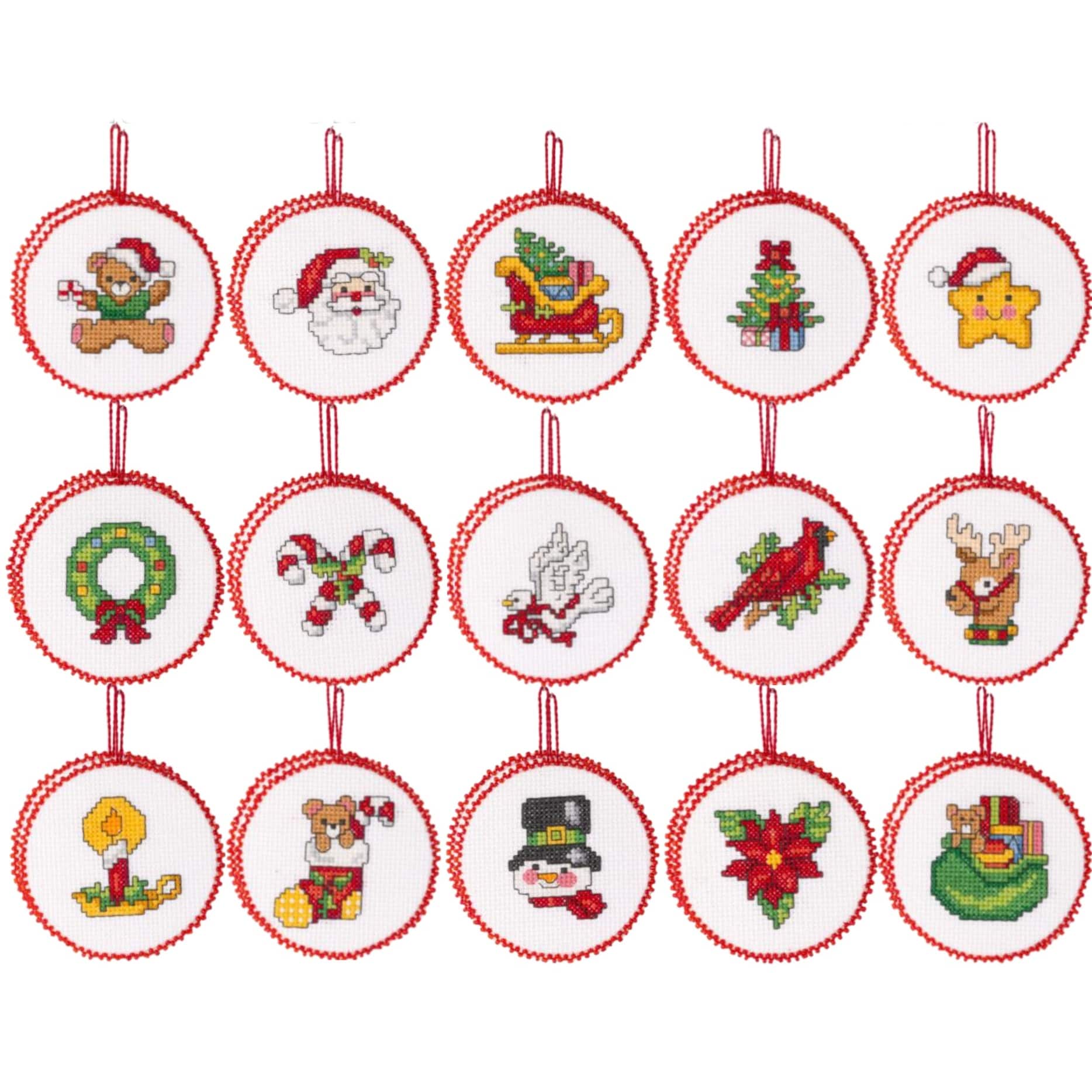 Bucilla Counted Cross Stitch Kit 2.75 Round 30/Pkg-Classic Christmas Ornaments