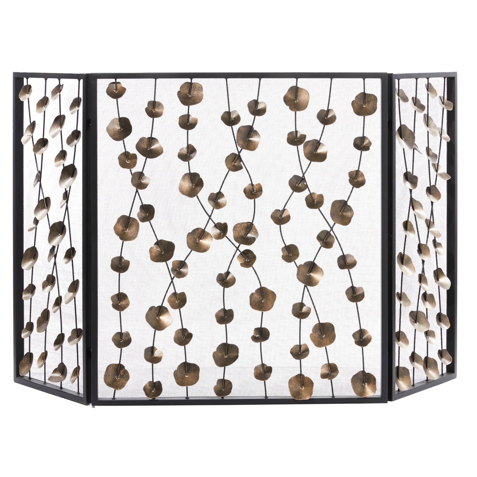 Gold Metal Modern Fireplace Screen, 32" x 56" x 1"