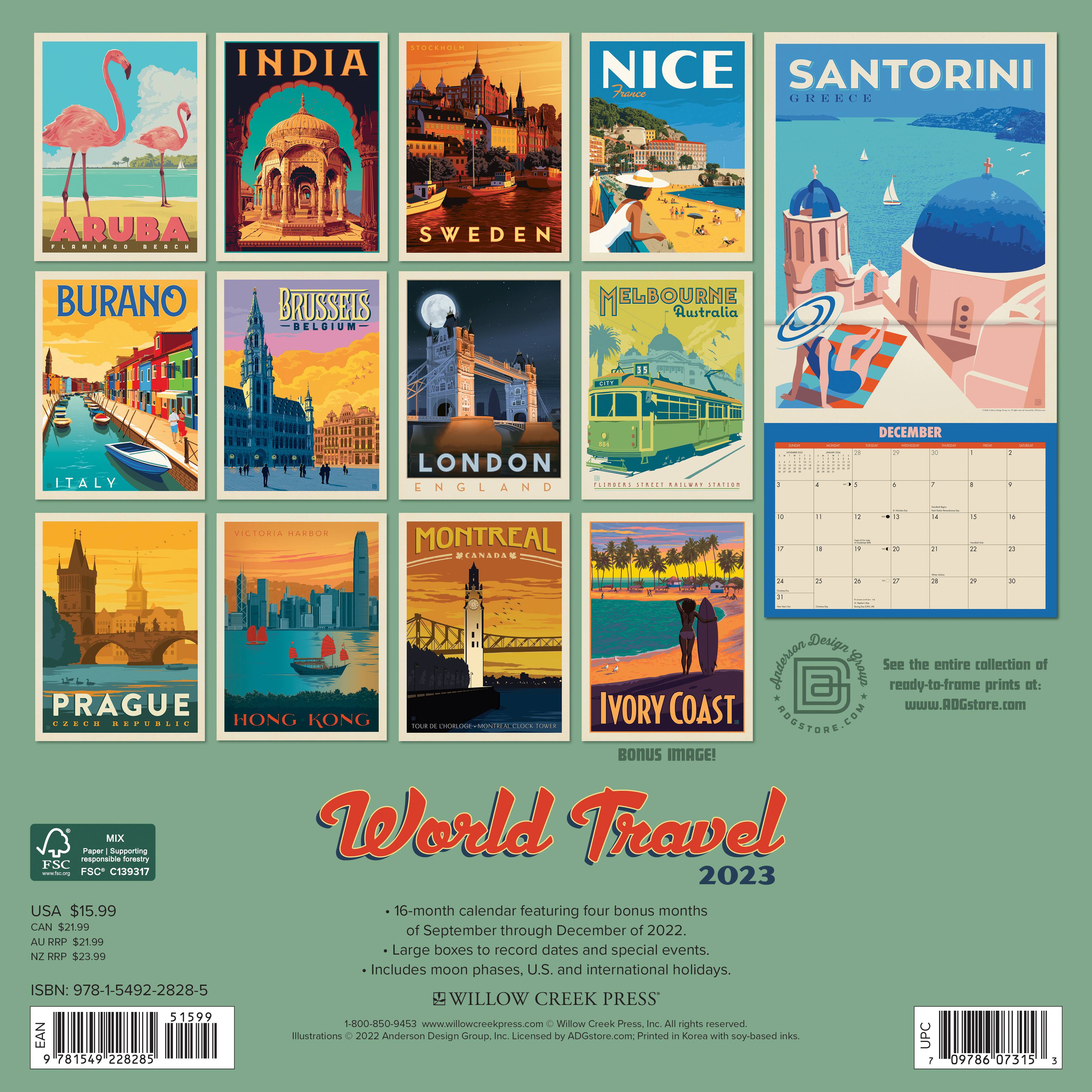 2023 World Travel Classic Travel Posters Wall Calendar Michaels