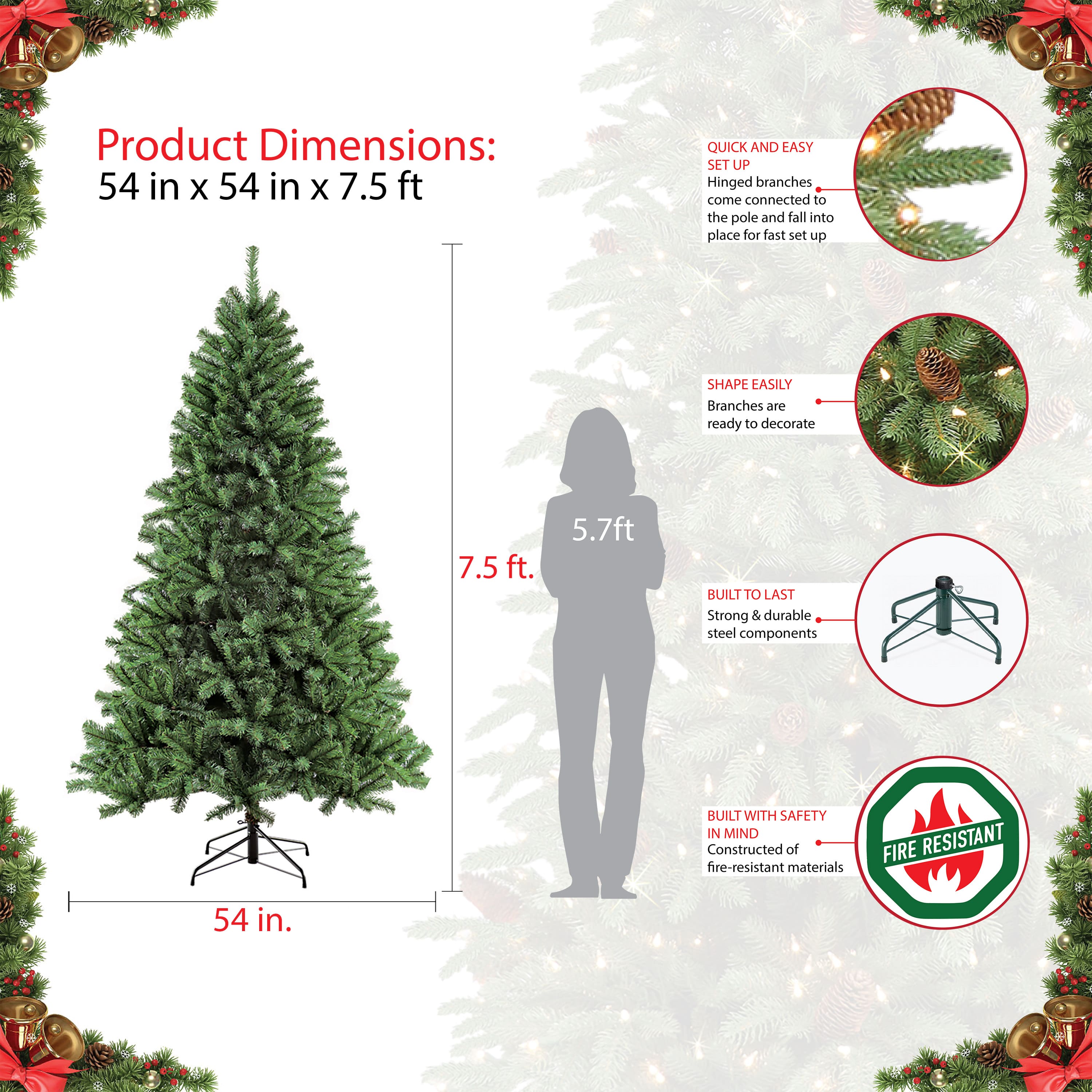 7.5ft. Unlit Northern Fir Artificial Christmas Tree