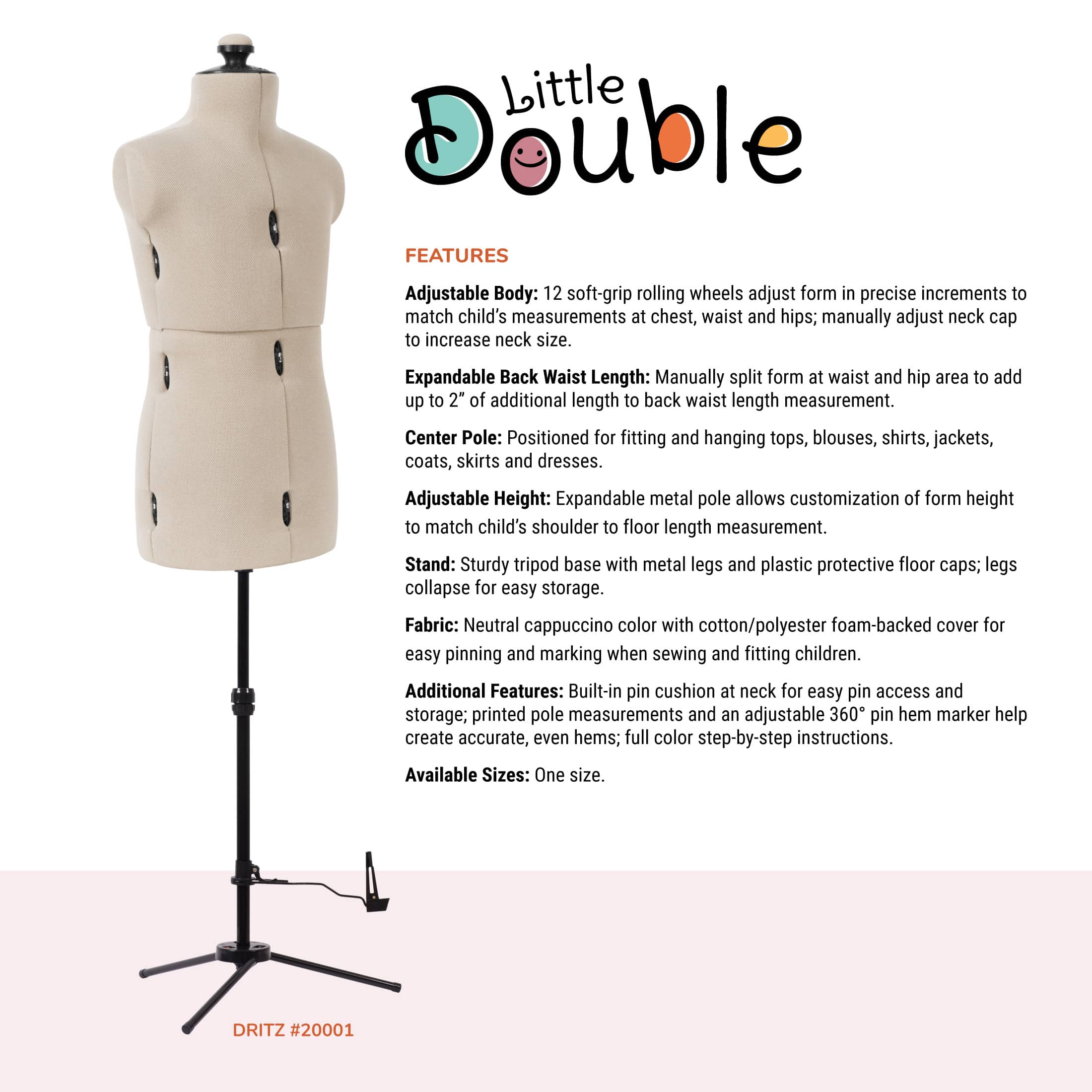 Dritz&#xAE; Little Double Child Dress Form with Adjustable Tri-Pod Stand