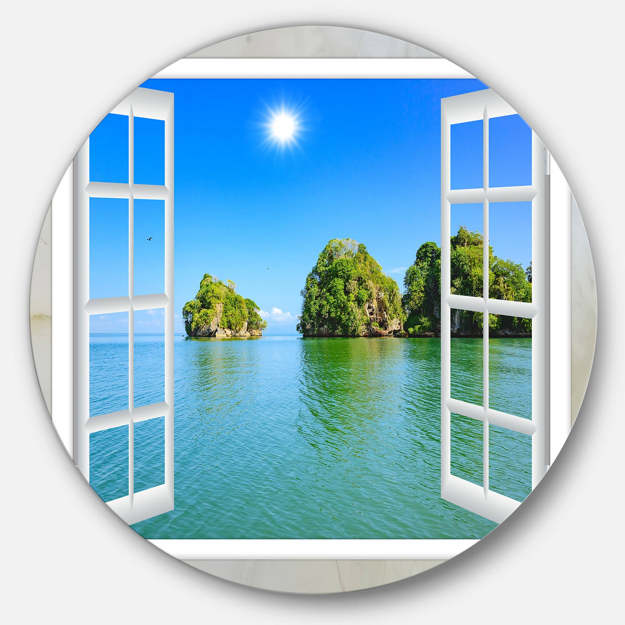 Designart - Open Window to Ocean Islets' Oversized Landscape Wall Art Print