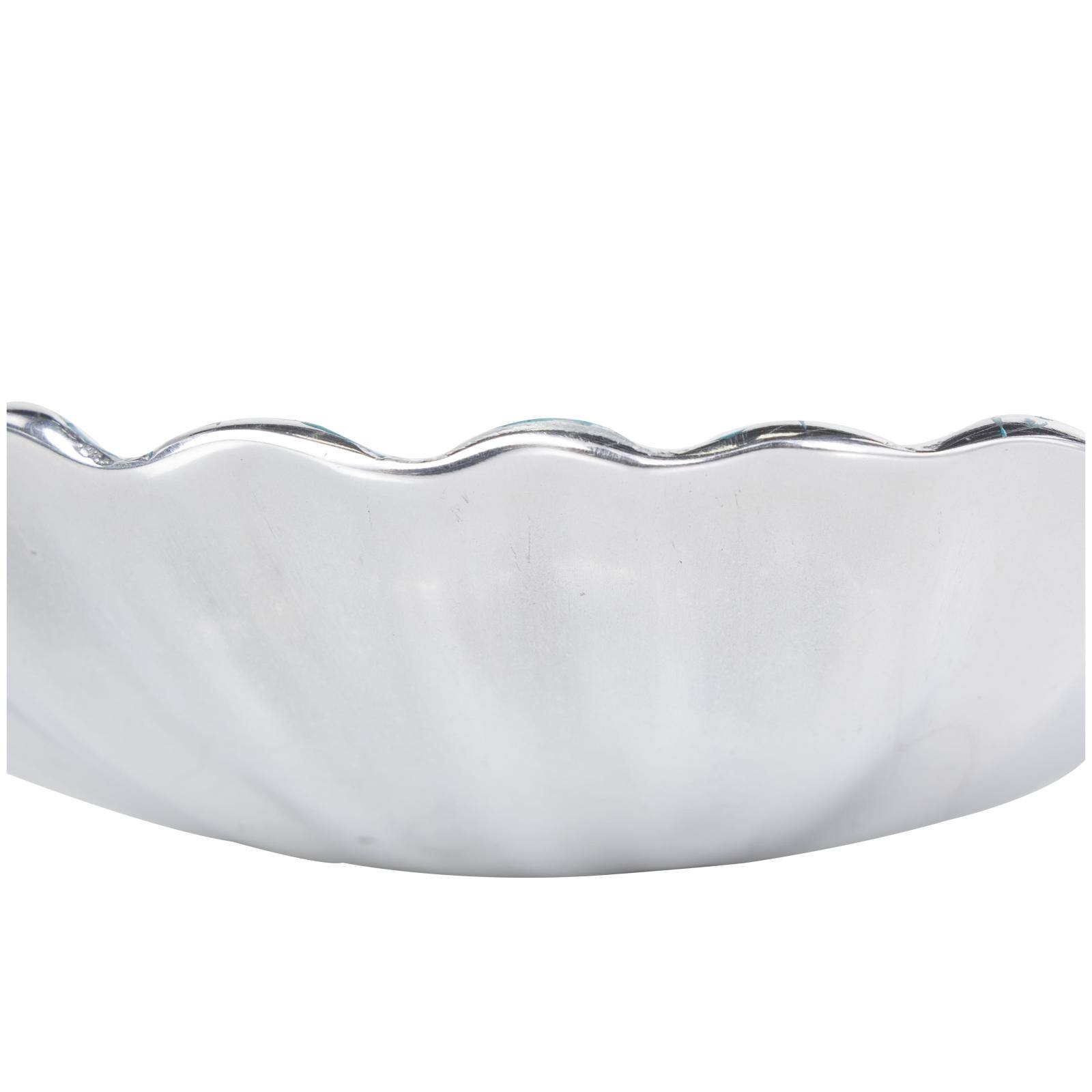 Teal & Silver Handmade Enameled Aluminum Shell Bowl Set