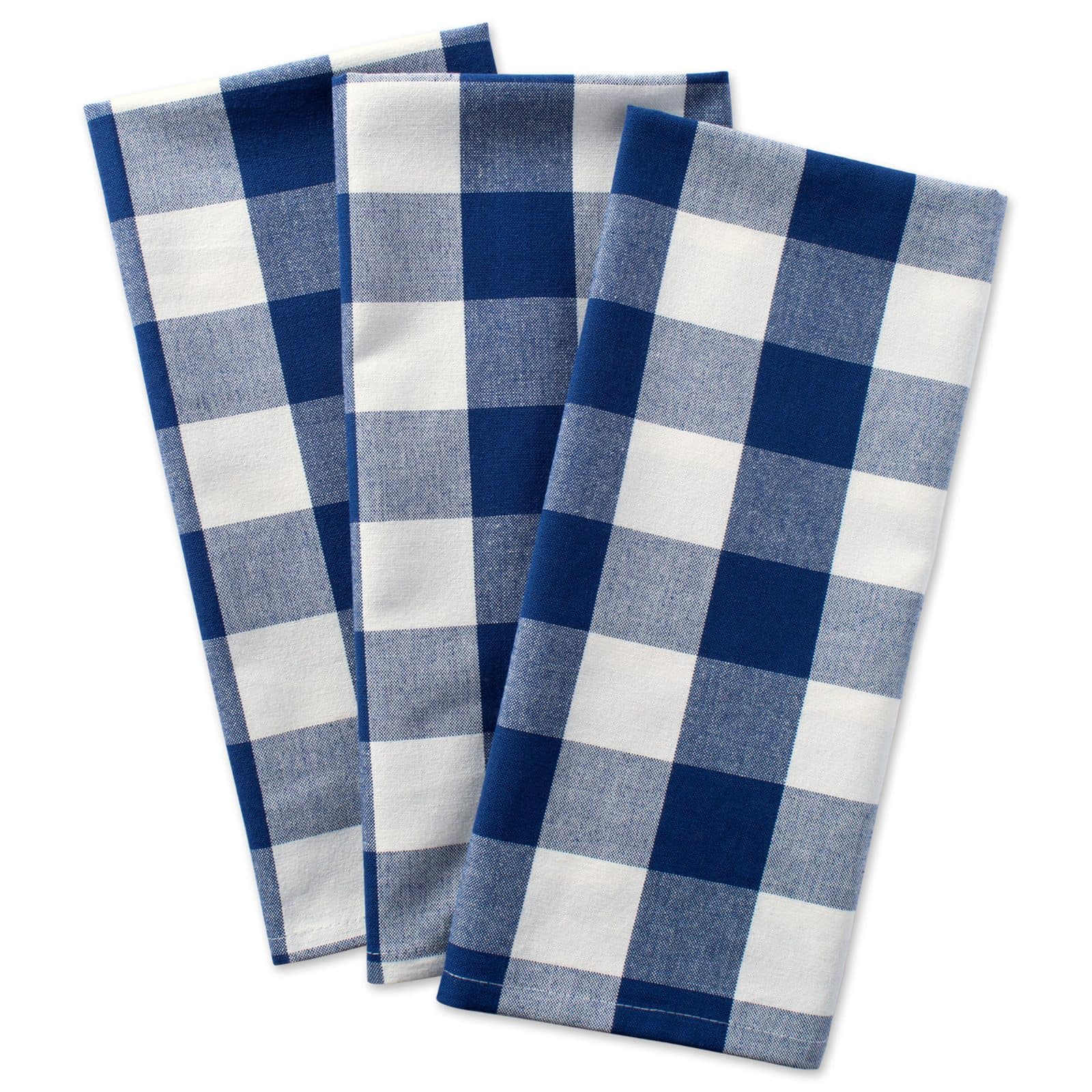DII&#xAE; Navy Buffalo Check Dishtowels, 3ct.