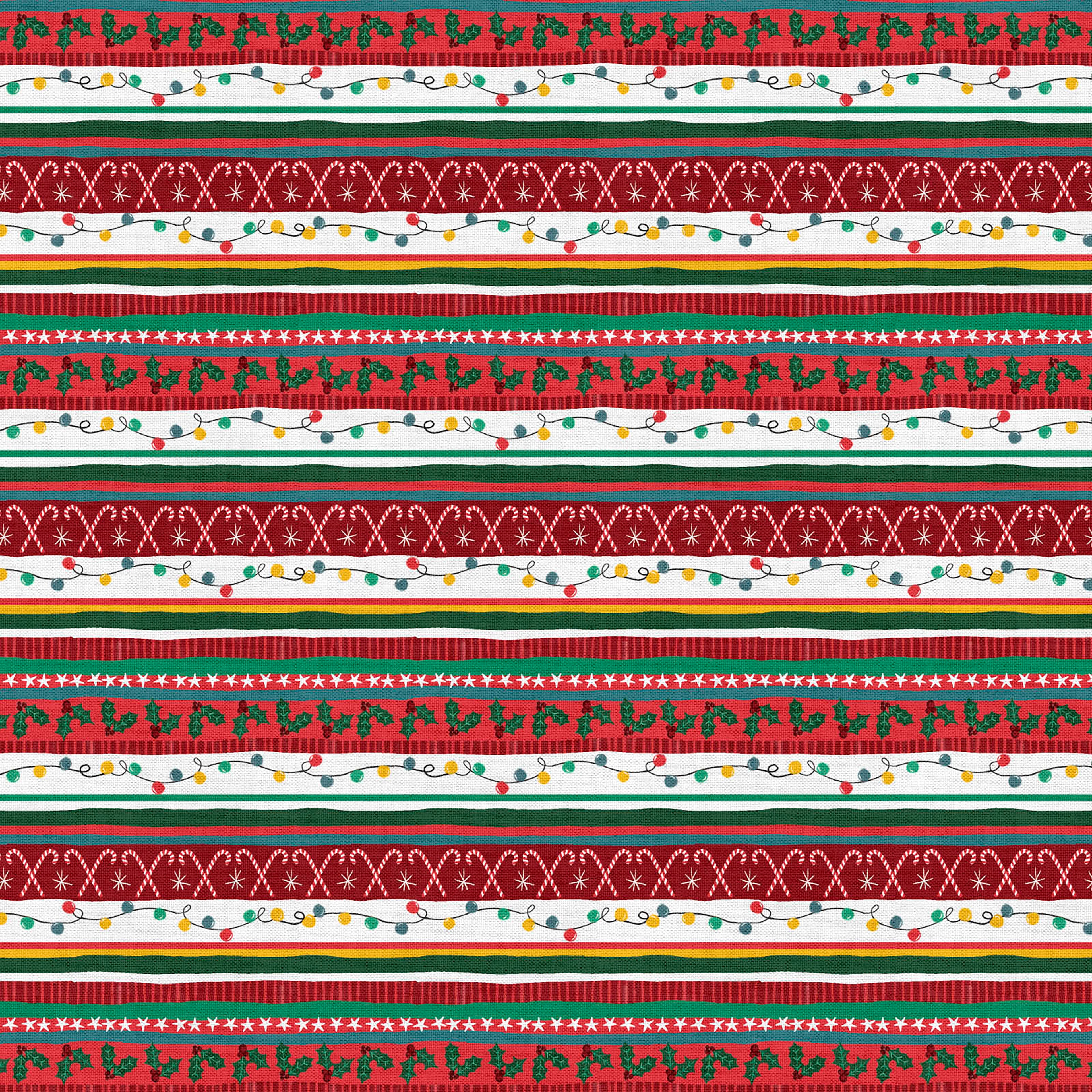 Fabric Editions Multicolor Holiday Tinsel Stripe Cotton Fabric