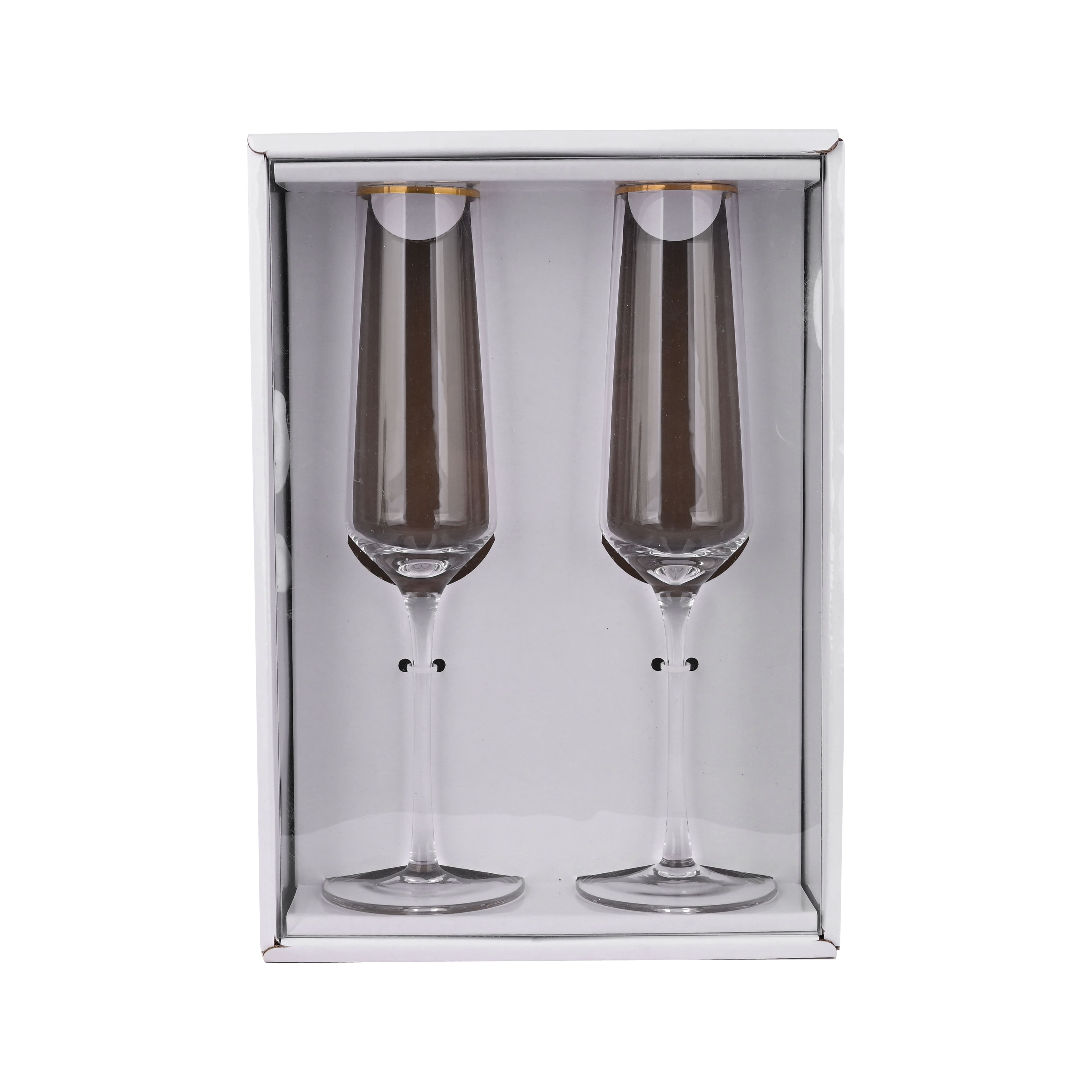 6 Packs: 2 ct. (12 total) 6oz. Clear Flute Glasses with Gold Rim by Celebrate It&#x2122;