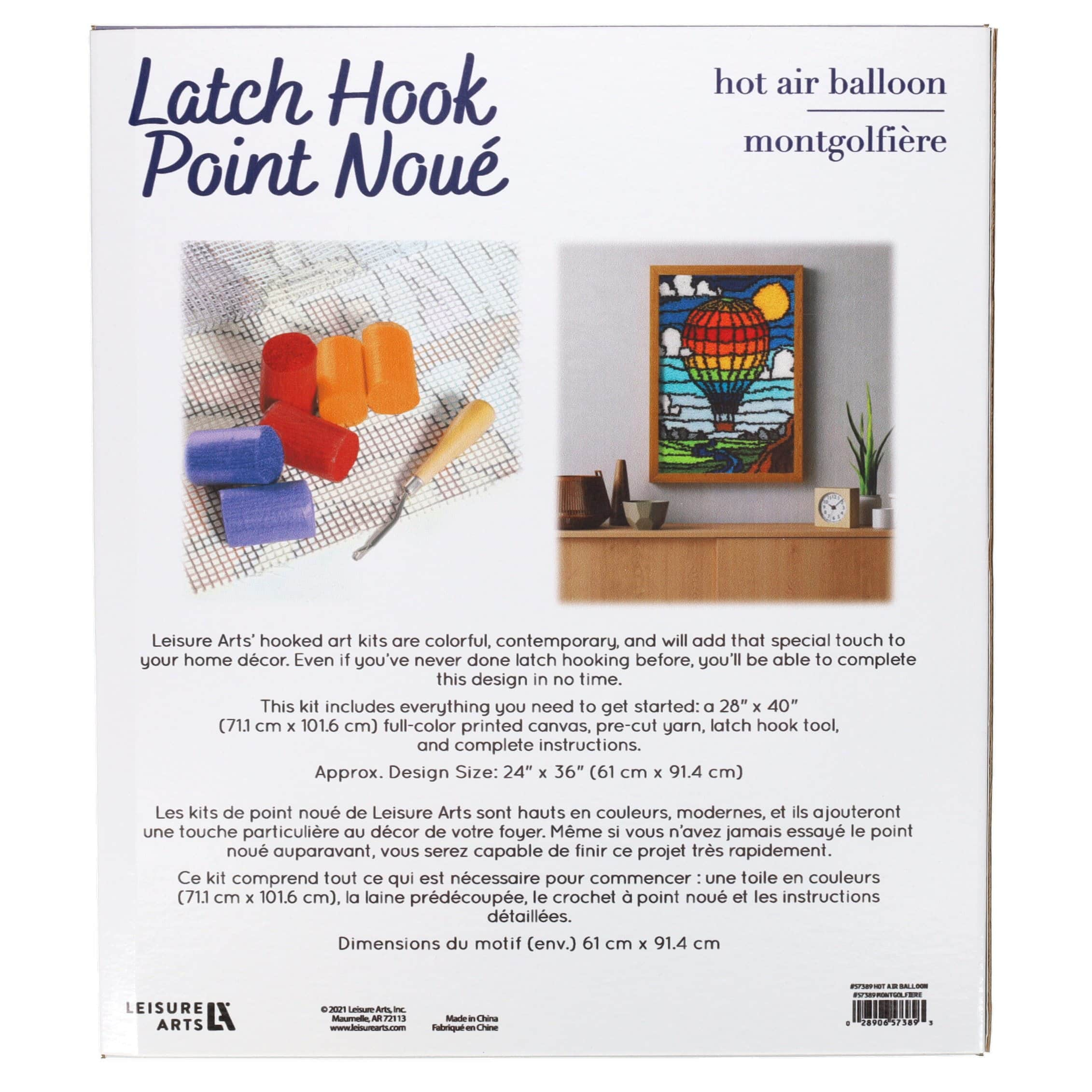 Leisure Arts&#xAE;  Hot Air Balloon Latch Hook Kit