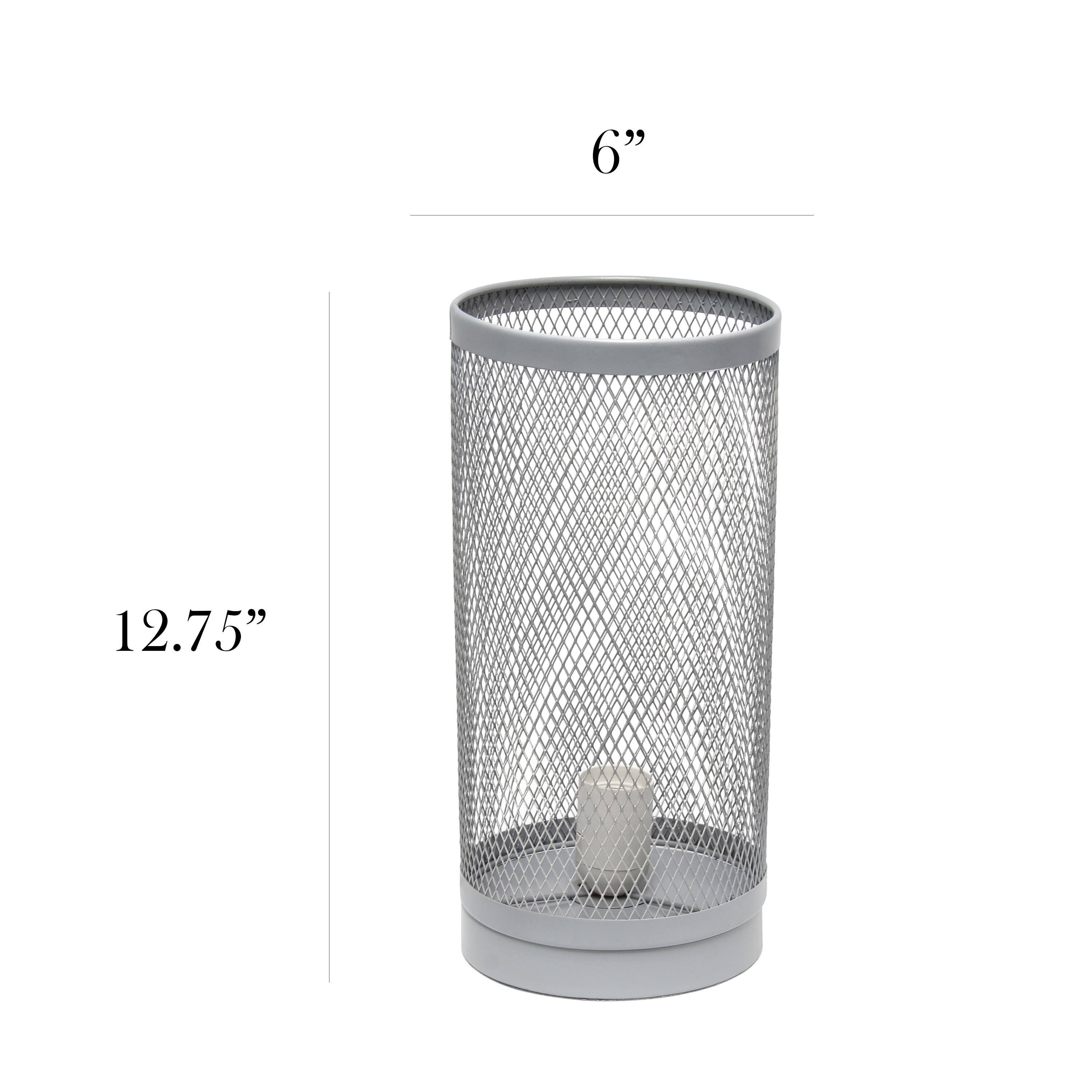 Simple Designs 13&#x22; Mesh Cylindrical Steel Table Lamp