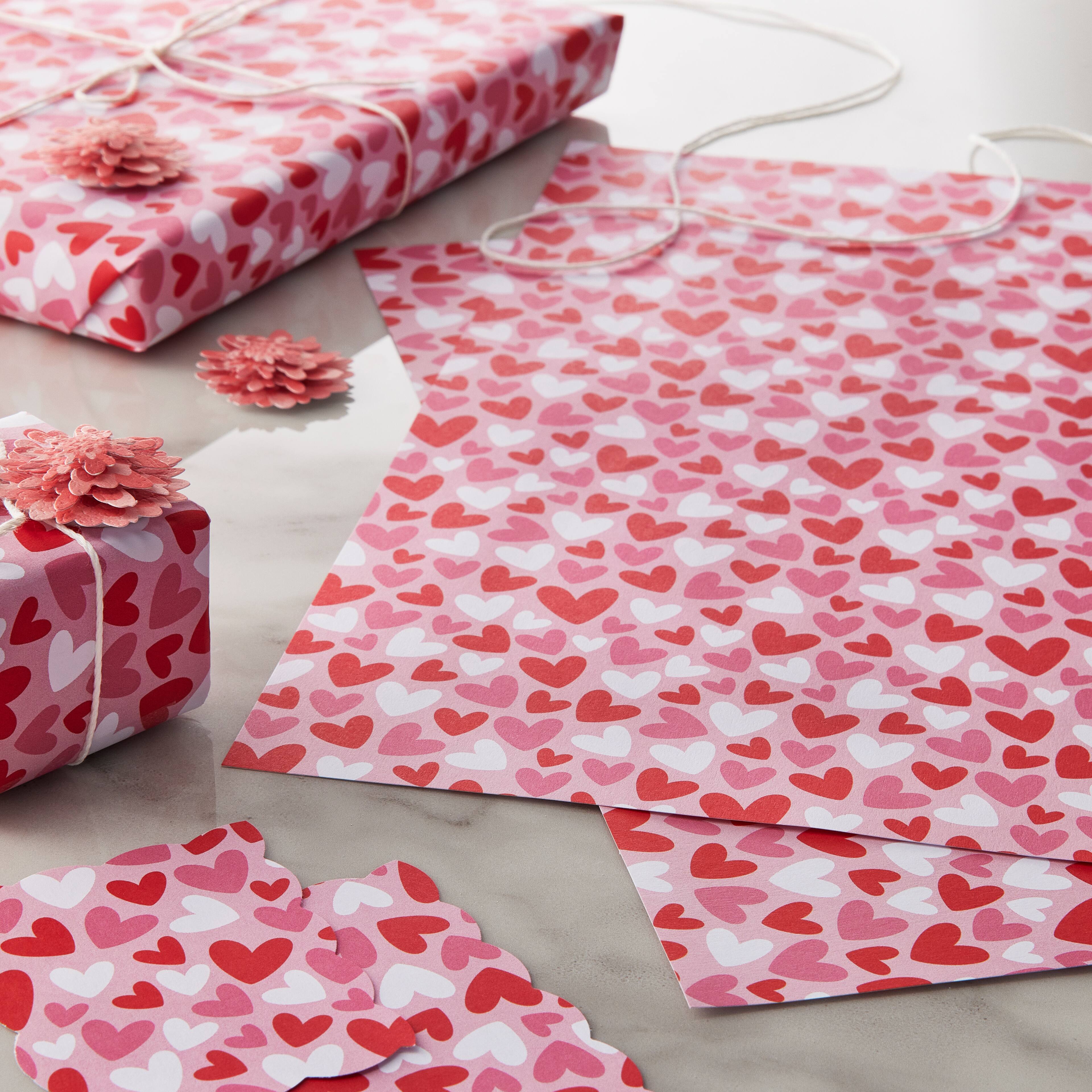 48 Pack: Red, Pink & White Hearts Scrapbook Paper by Recollections®, 12" x 12"