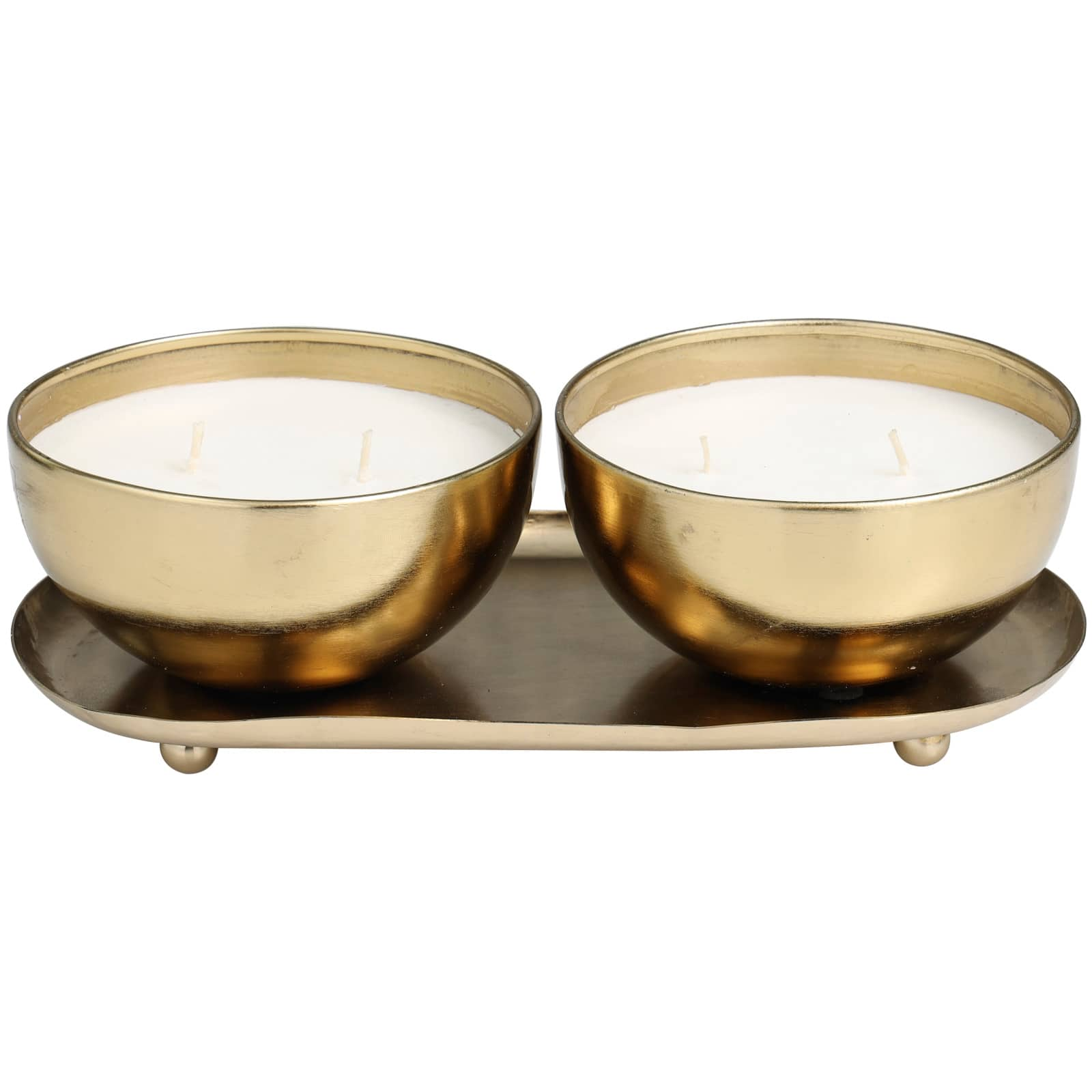 English Garden Scented 2-Wick Candles in Gold Bowls Set | Michaels