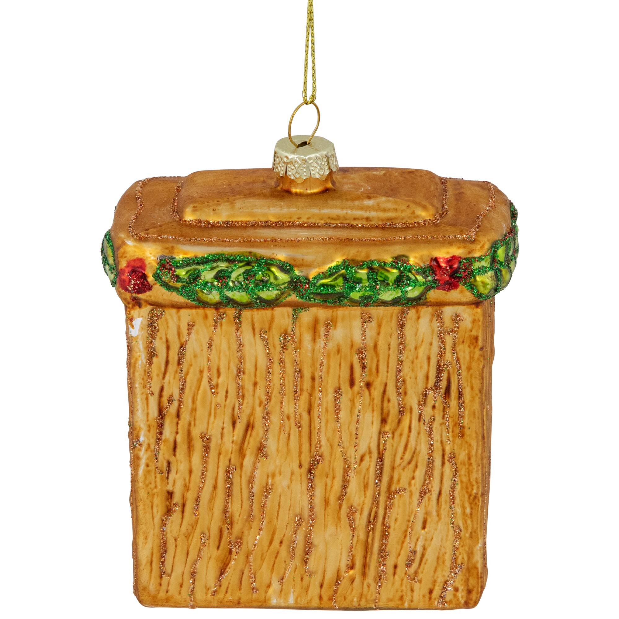 4&#x22; Bronze Glittered Fireplace Glass Christmas Hanging Ornament