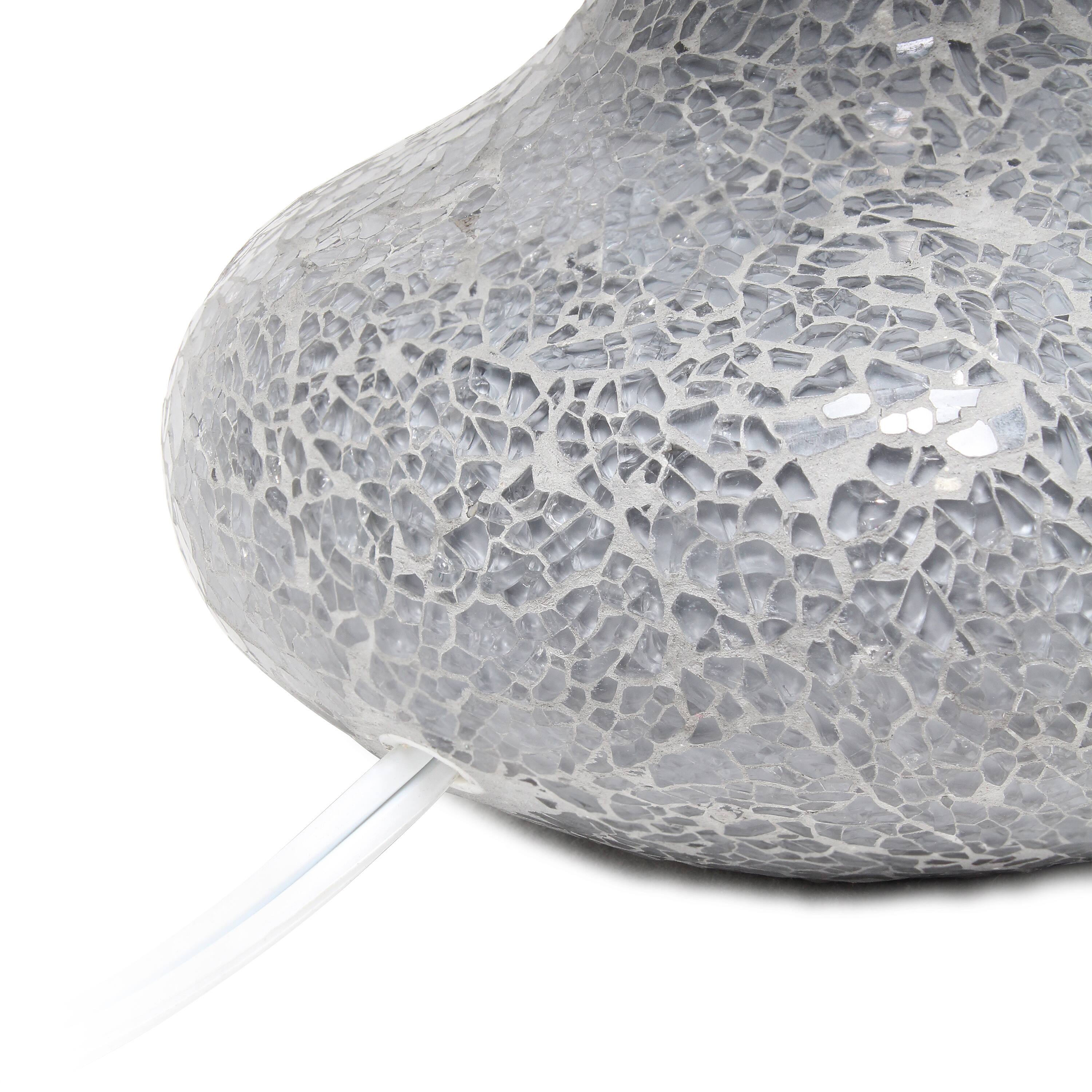 Simple Designs 14&#x22; Mosaic Glass Genie Table Lamp with Fabric Shade
