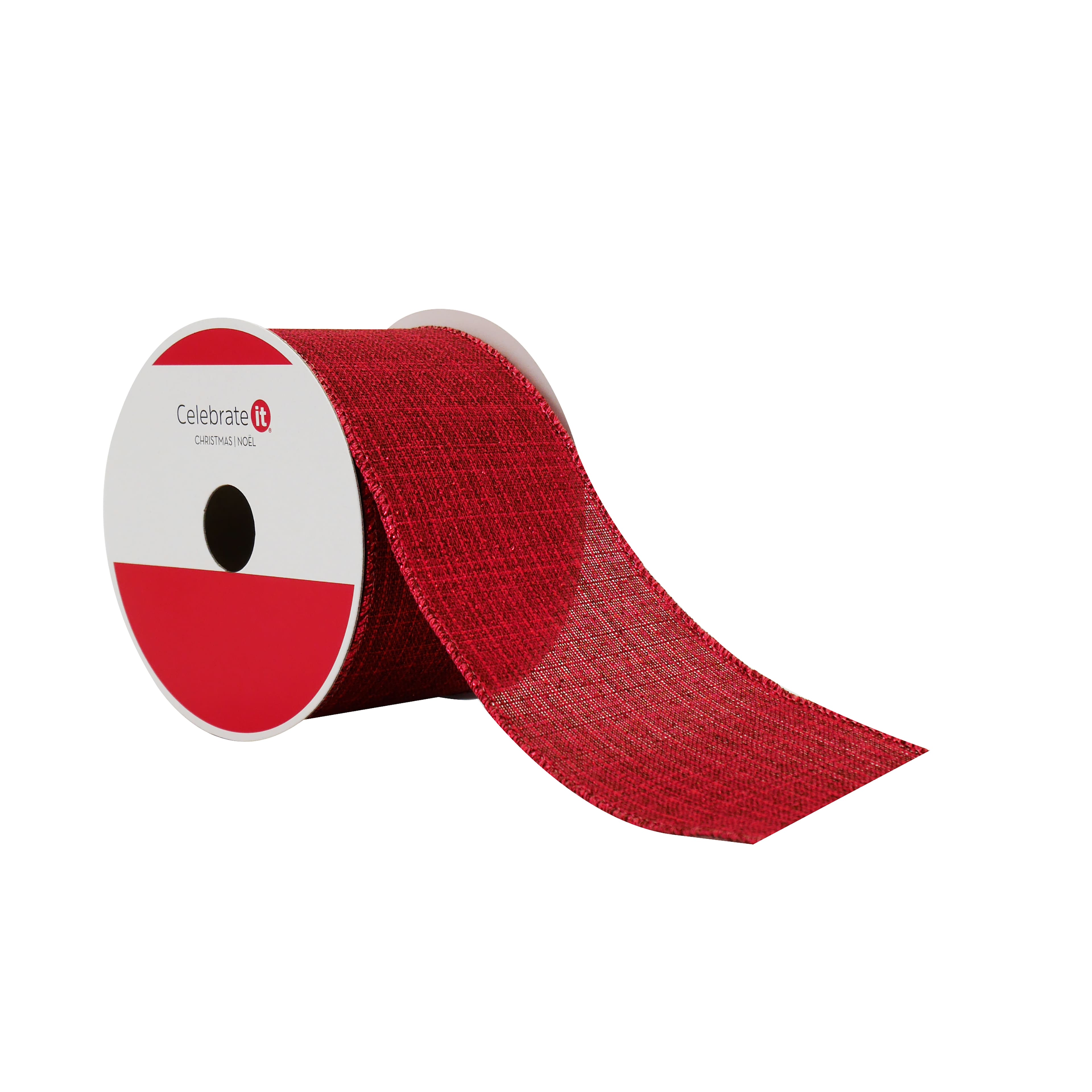 2.5&#x22; x 20ft. Burgundy Wired Faux Linen Ribbon by Celebrate It&#xAE;