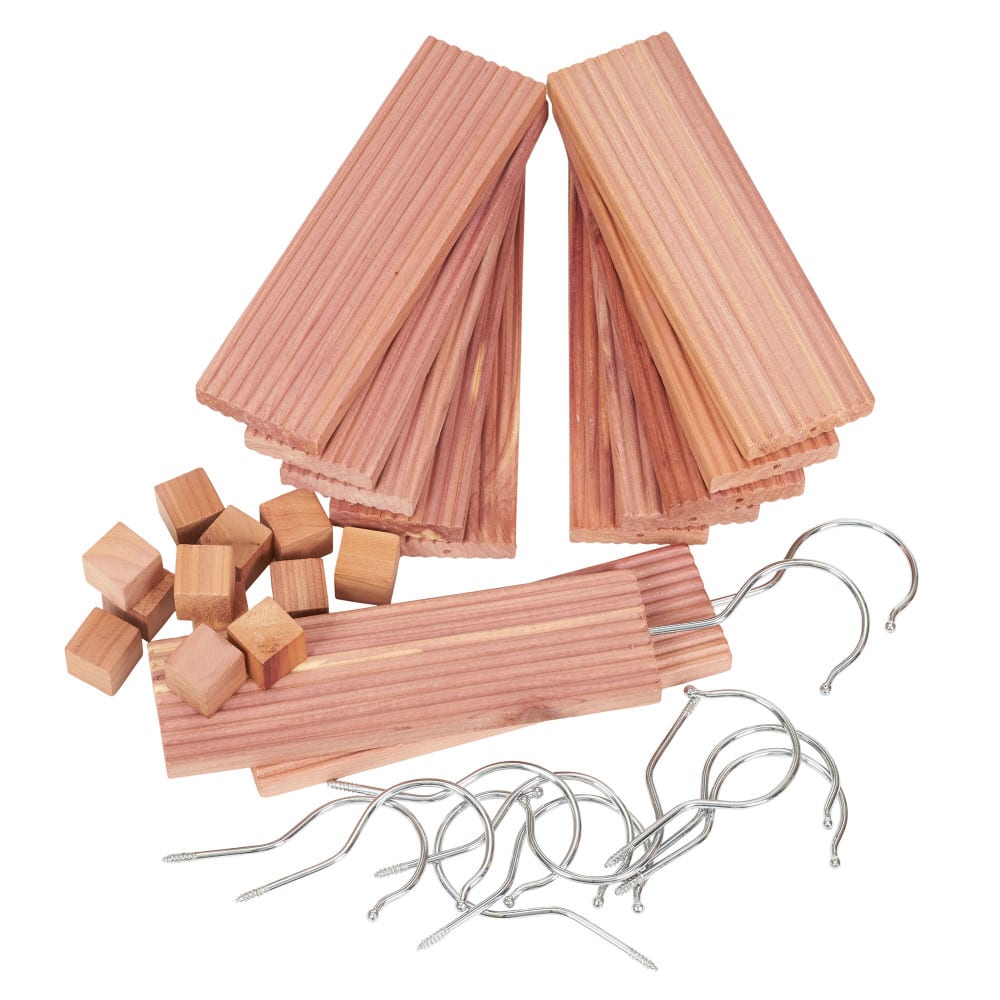 Wood and Cedar Oil Moth Set, for closets and hangers