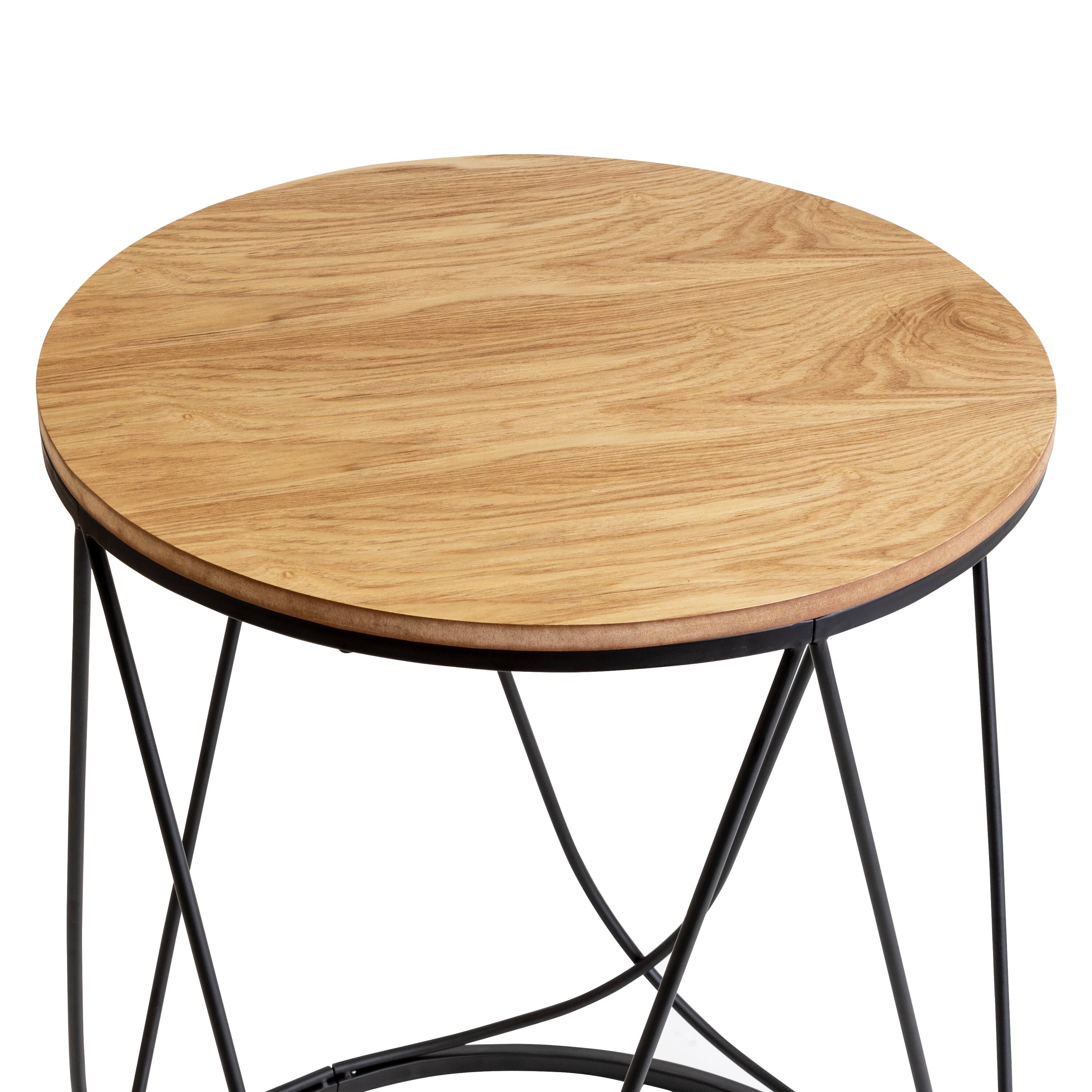 Honey Can Do 24&#x22; Round Side Table with Natural Top