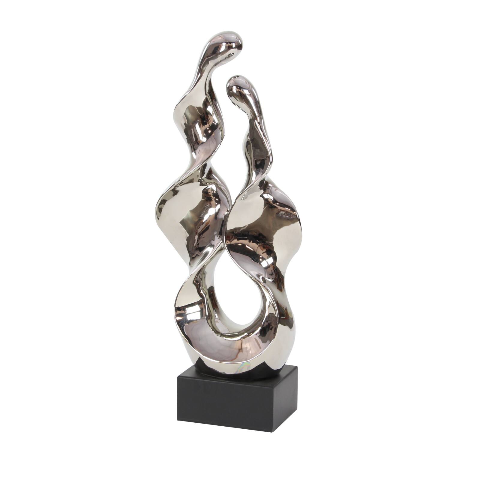 27" Silver Ceramic Modern Abstract Sculpture