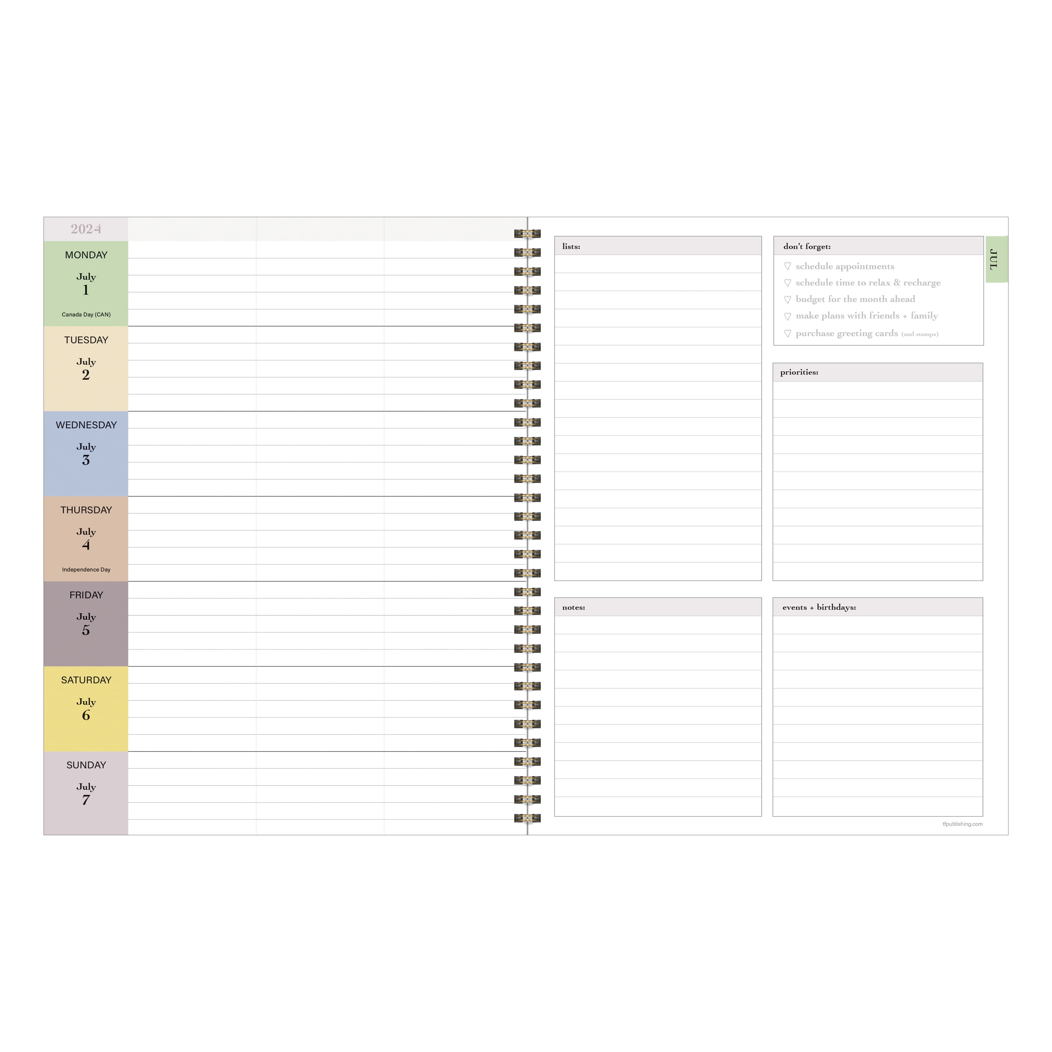 TF Publishing 2024 - 2025 Positano Palms Large Spiral Planner