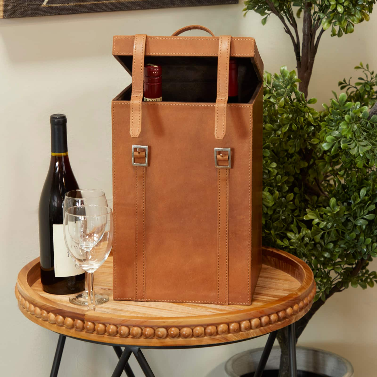 Tan Modern Wine Holder, 9&#x22; x 10&#x22; x 16&#x22;