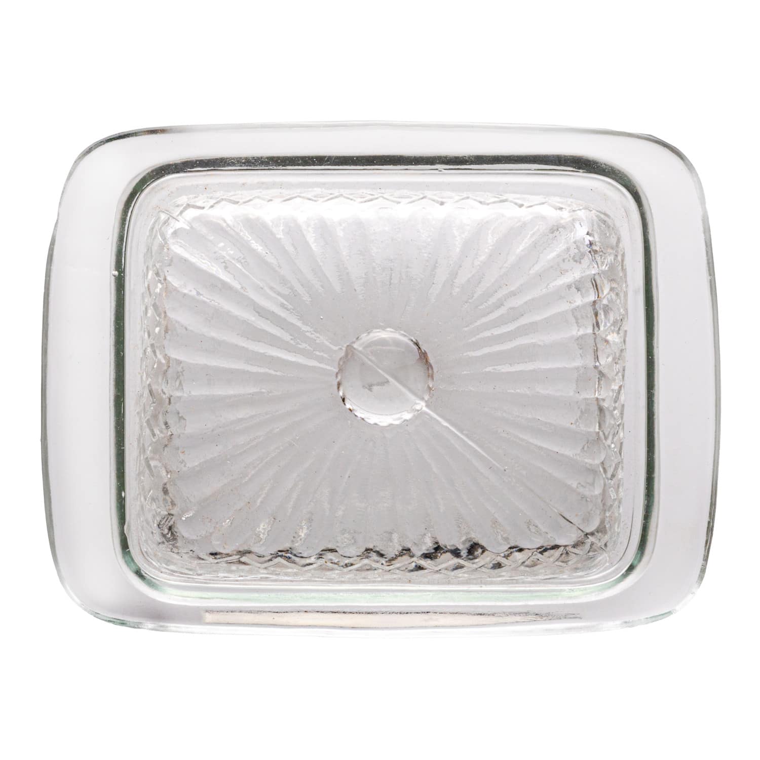 6.75&#x22; Clear Embossed Reclaimed Glass Butter Dish