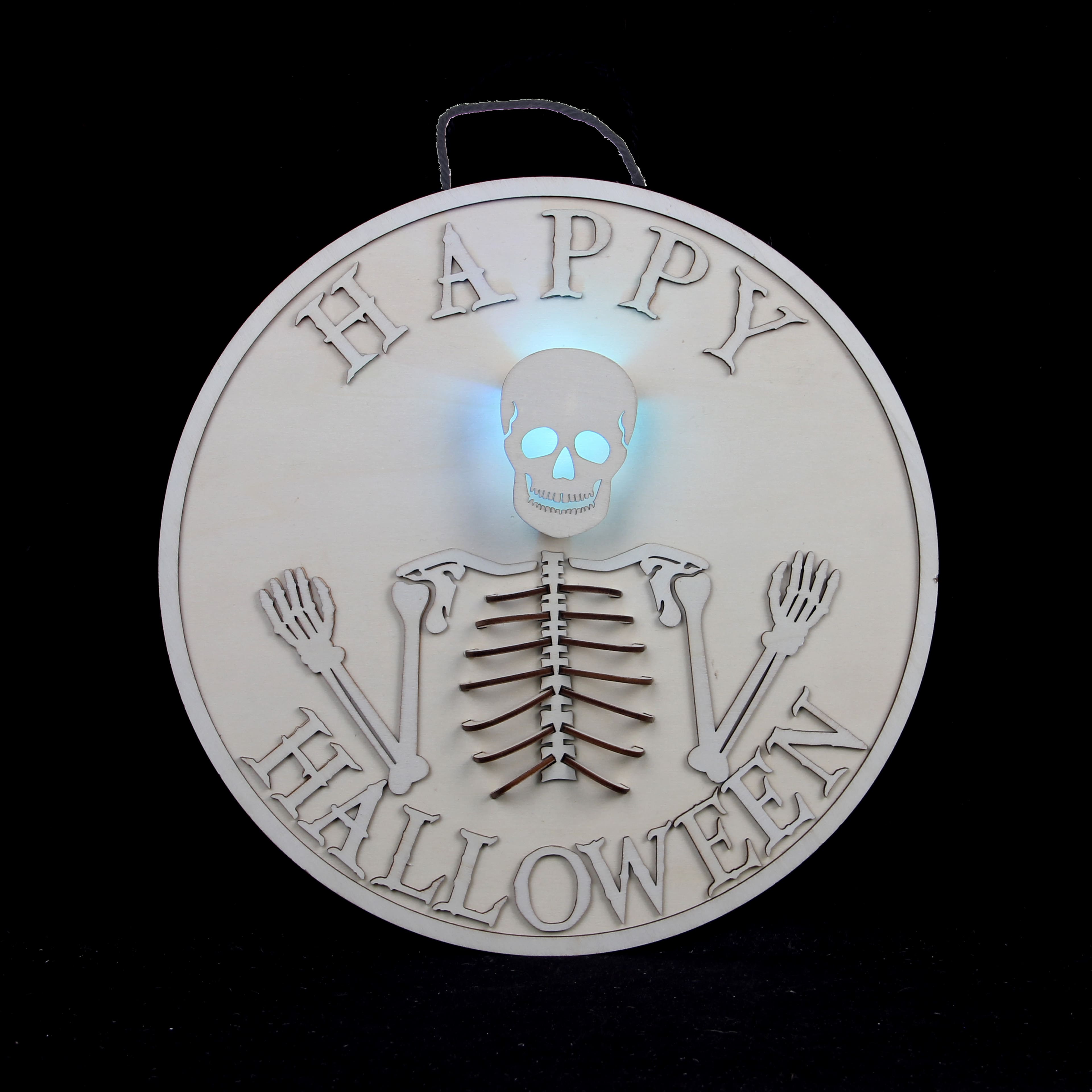 11.5&#x22; DIY Happy Halloween LED Hanging Wood D&#xE9;cor by Make Market&#xAE;