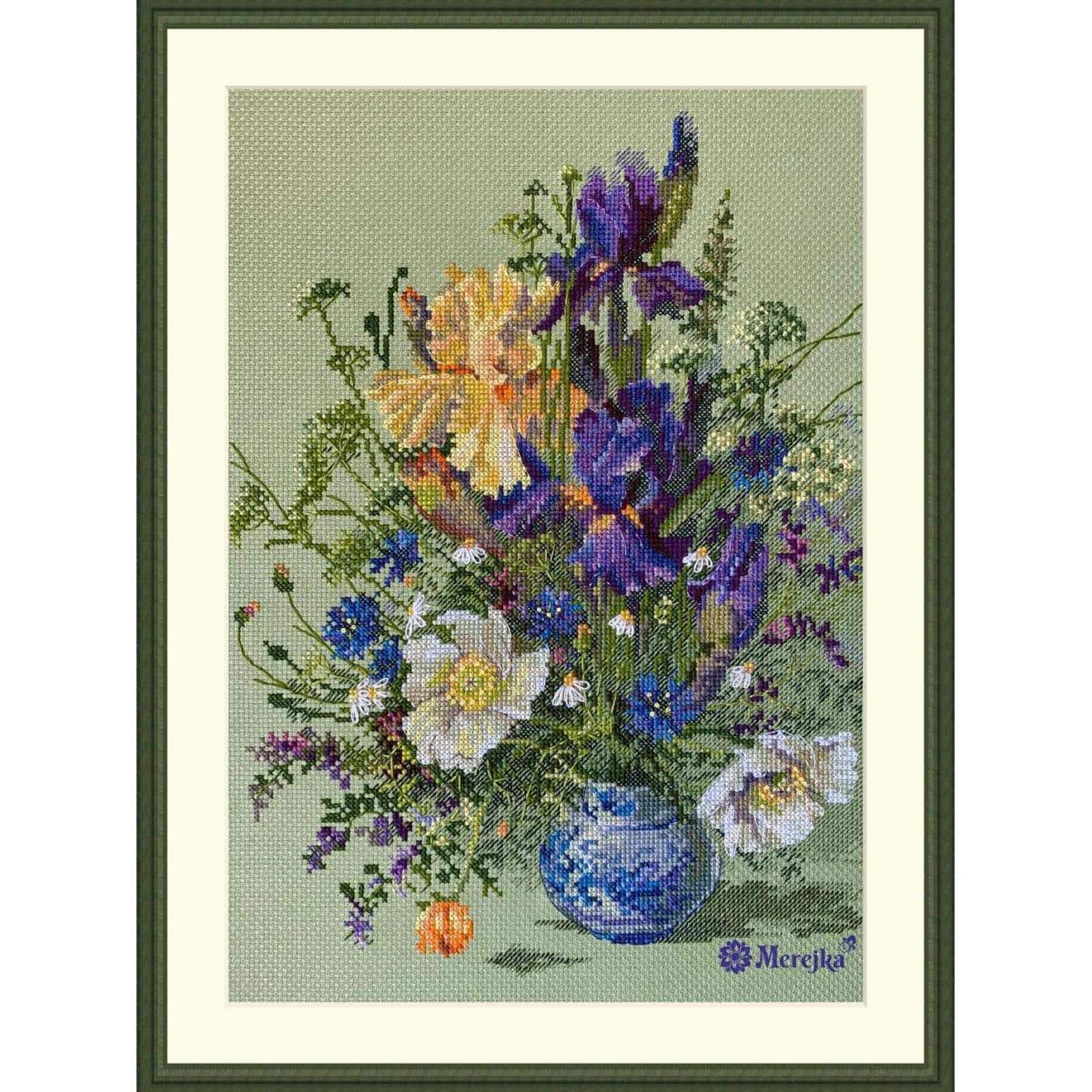 Merejka® Irises & Wildflowers Counted Cross Stitch Kit