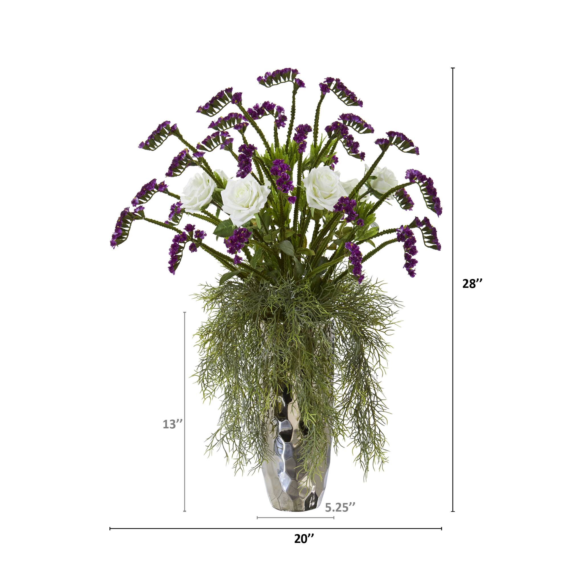 28" Rose Artificial Arrangement in Silver Vase