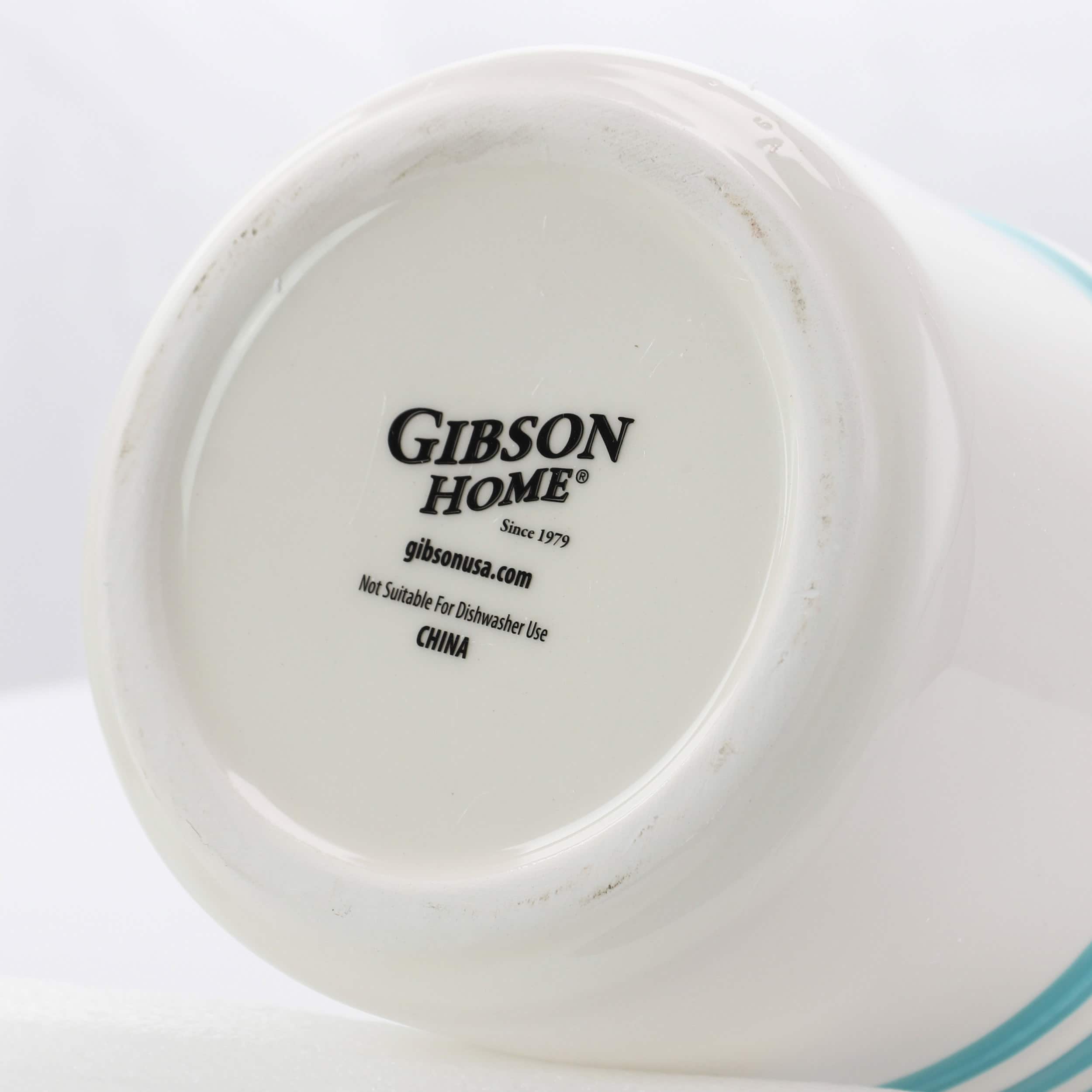Gibson General Store Hollydale 3 Piece Canister Set in White & Teal Band