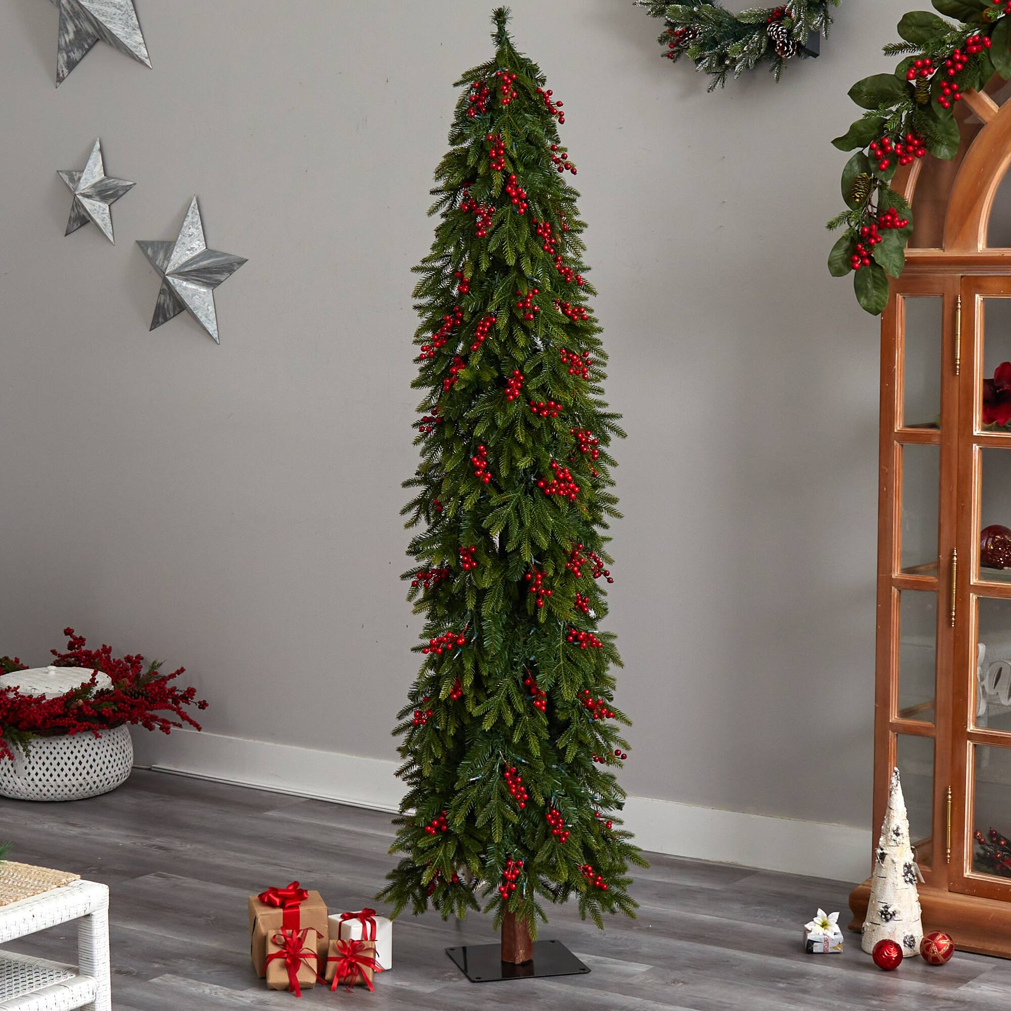 7ft. Pre-Lit Victoria Fir Artificial Christmas Tree, Multi-Color LED Lights