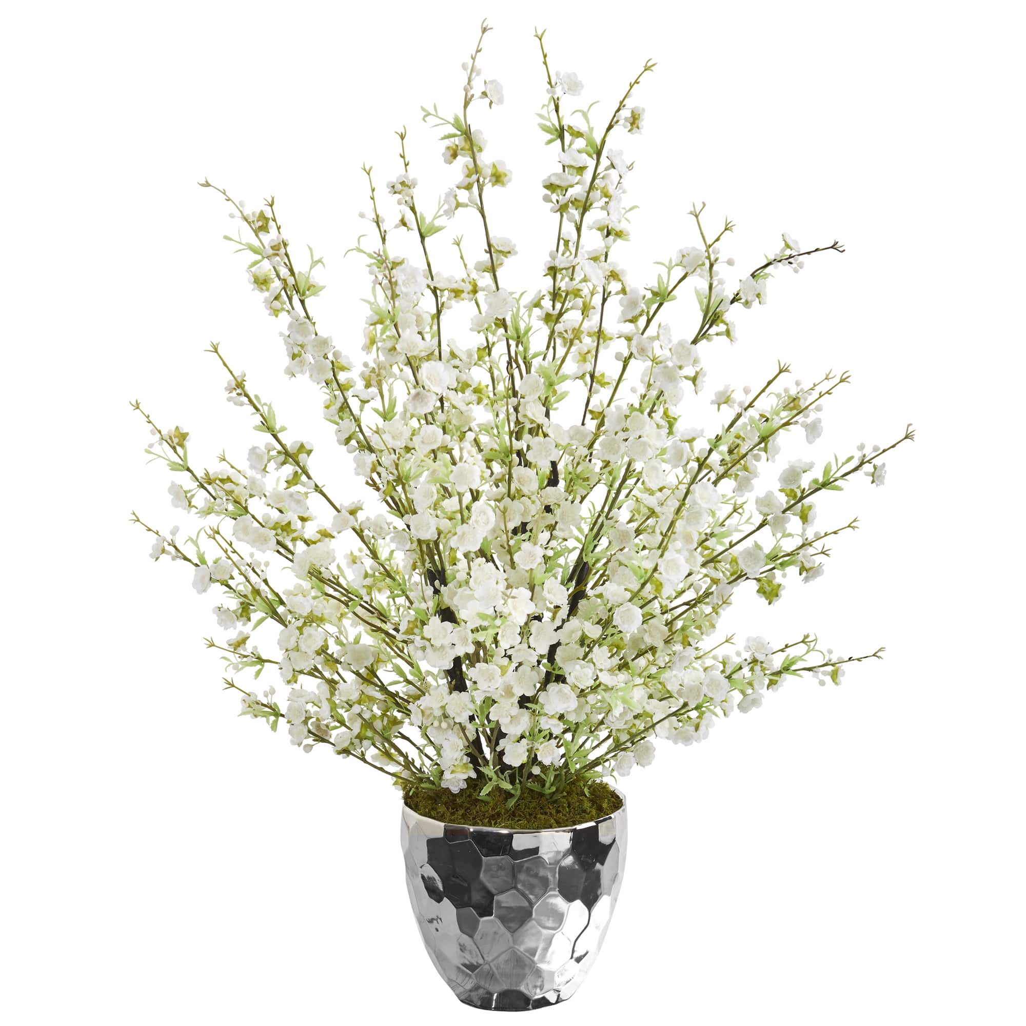 2.4 ft. Cherry Blossom Arrangement in Silver Bowl