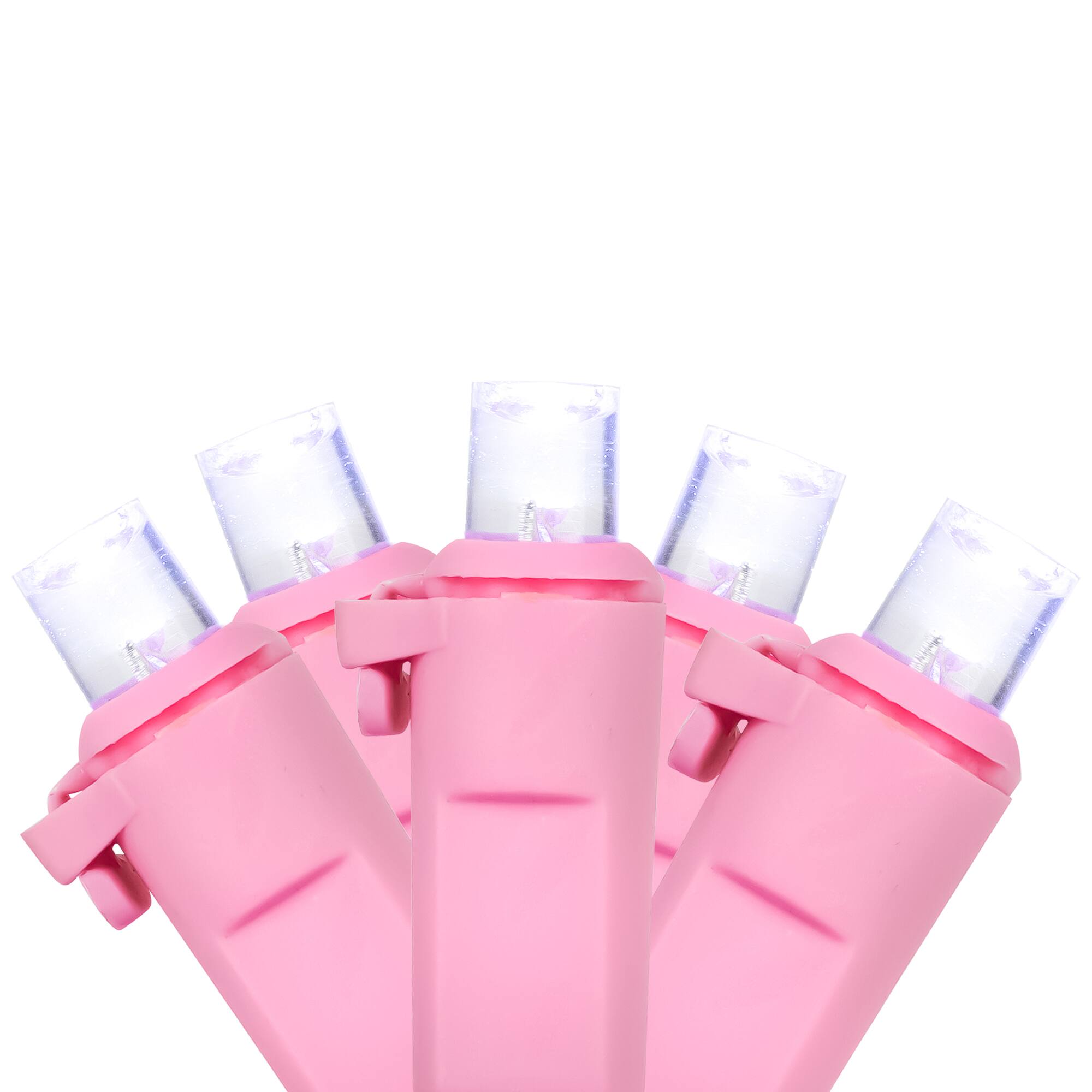 100ct Pure White LED Wide Angle Valentine's Day Lights 33ft Pink Wire