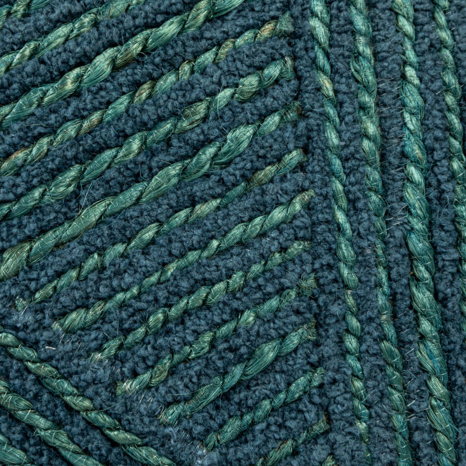 Hello Honey® Blue Cotton & Jute Embroidered Octagon Shaped Pillow,