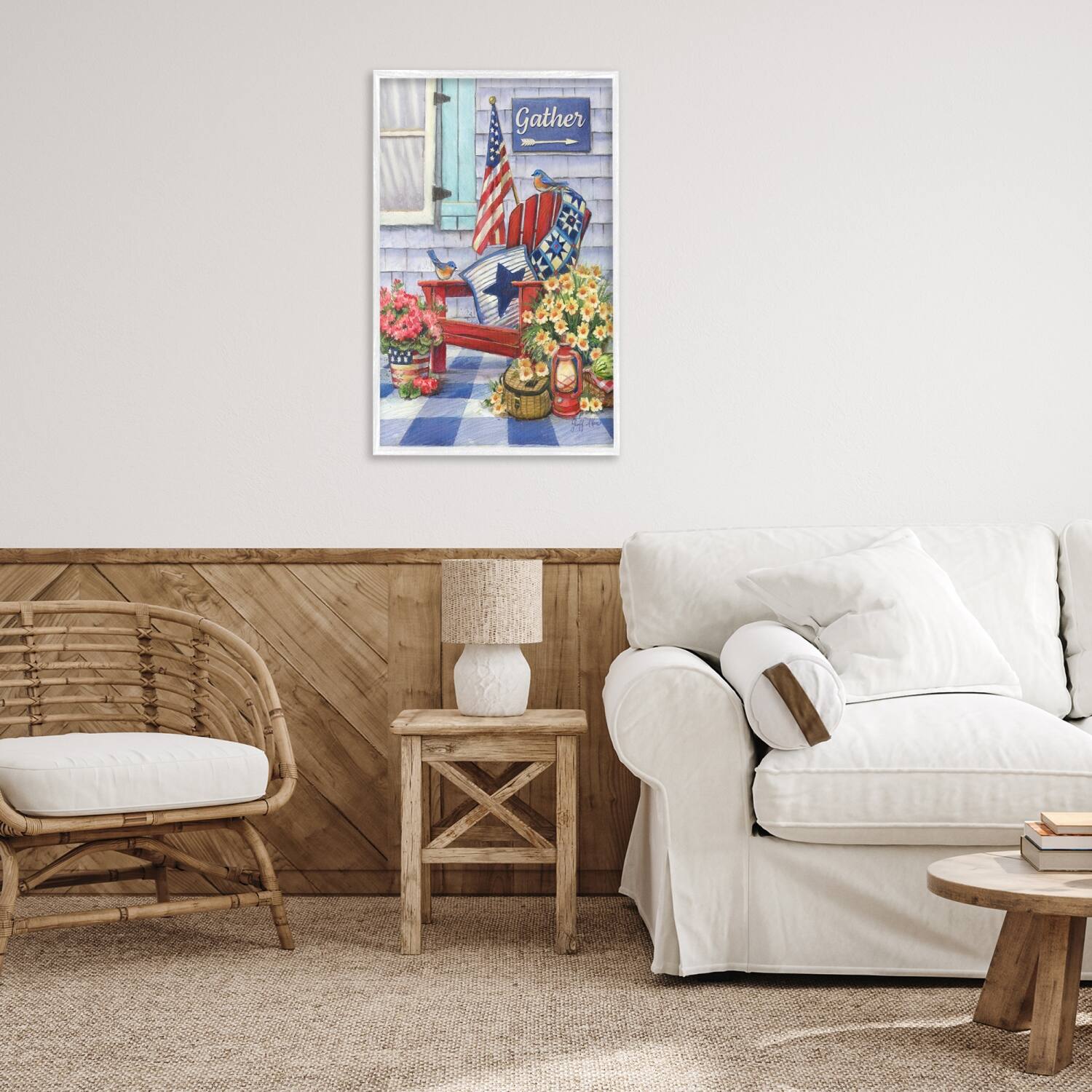 Stupell Industries Patriotic Porch View Framed Giclee Art