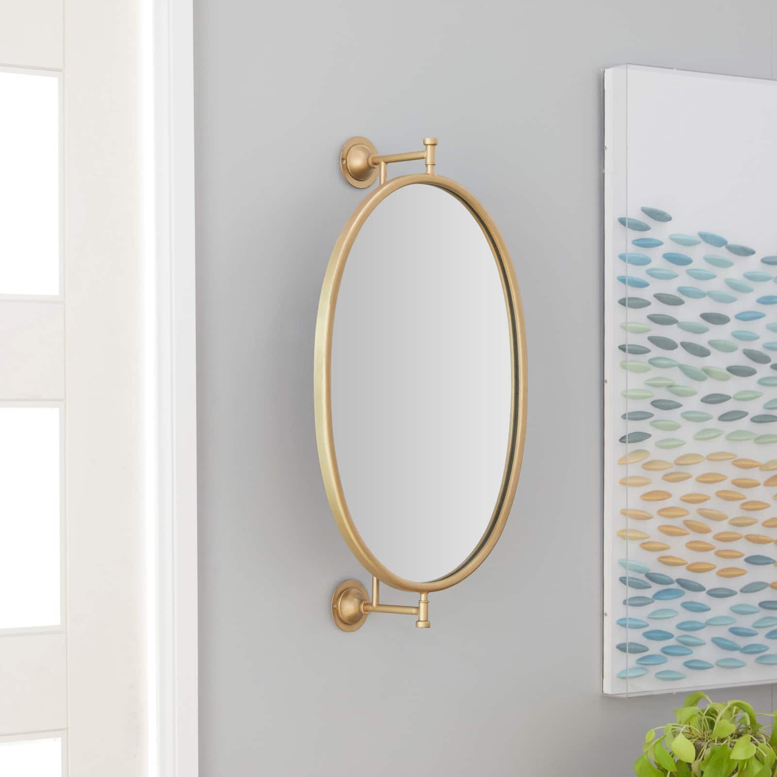 29&#x22; Oval Wood Wall Mirror