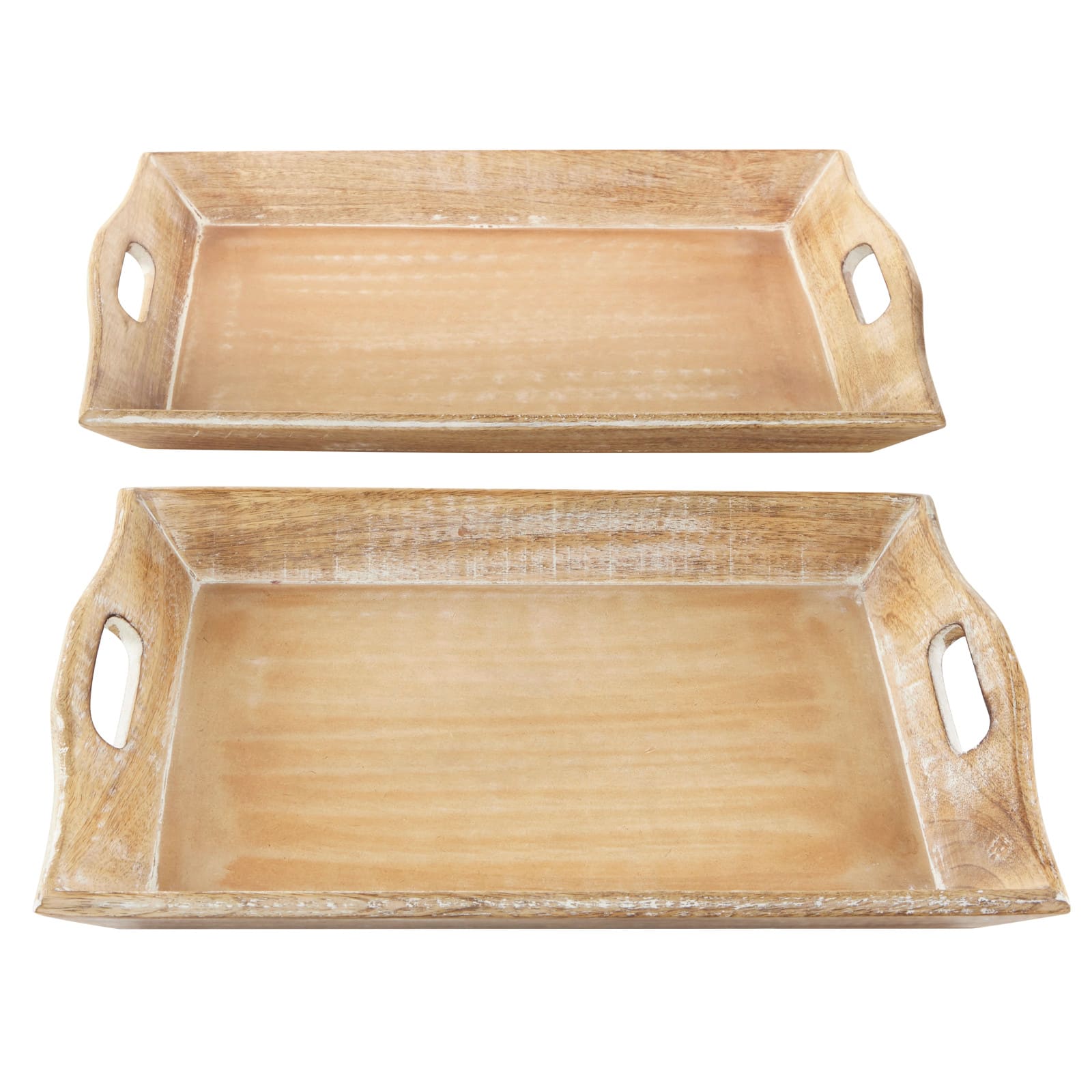 Brown Mango Wood Traditional Tray Set