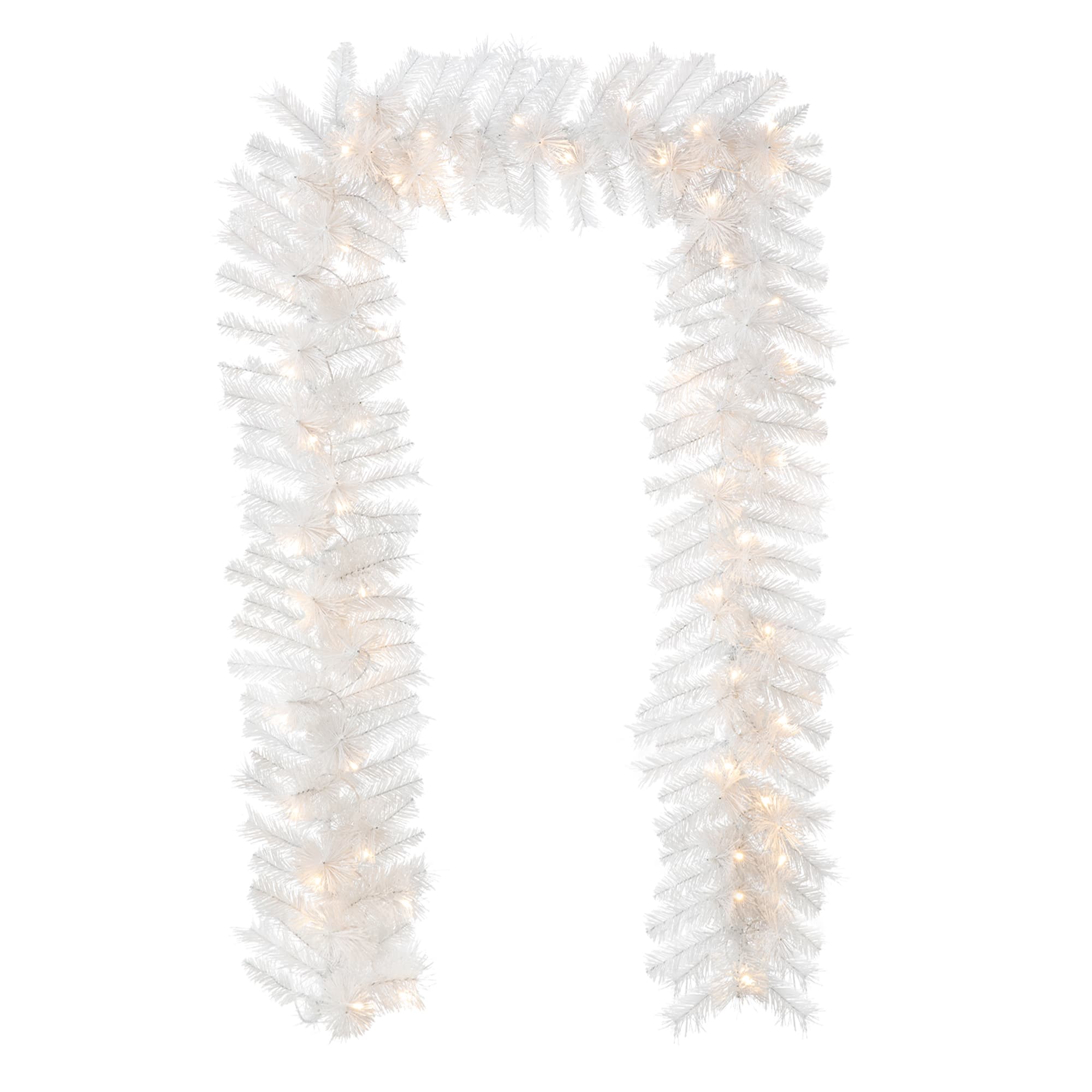 Glitzhome&#xAE; 9ft. Pre-Lit White Pine Christmas Garland with LED Lights and Timer