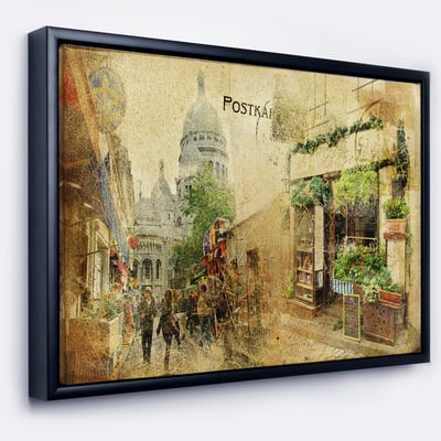 Designart - Vintage Parisian Cards - Contemporary Canvas Art Print in Black Frame | 40" x 30" | Michaels&reg;
