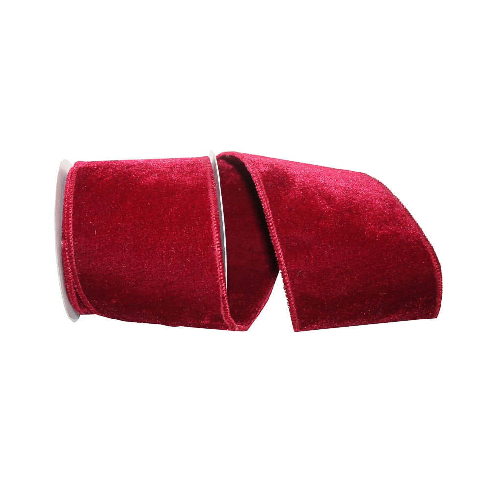 JAM Paper 4&#x22; x 5yd. Burgundy 2-Sided Wired Plush Velvet Ribbon