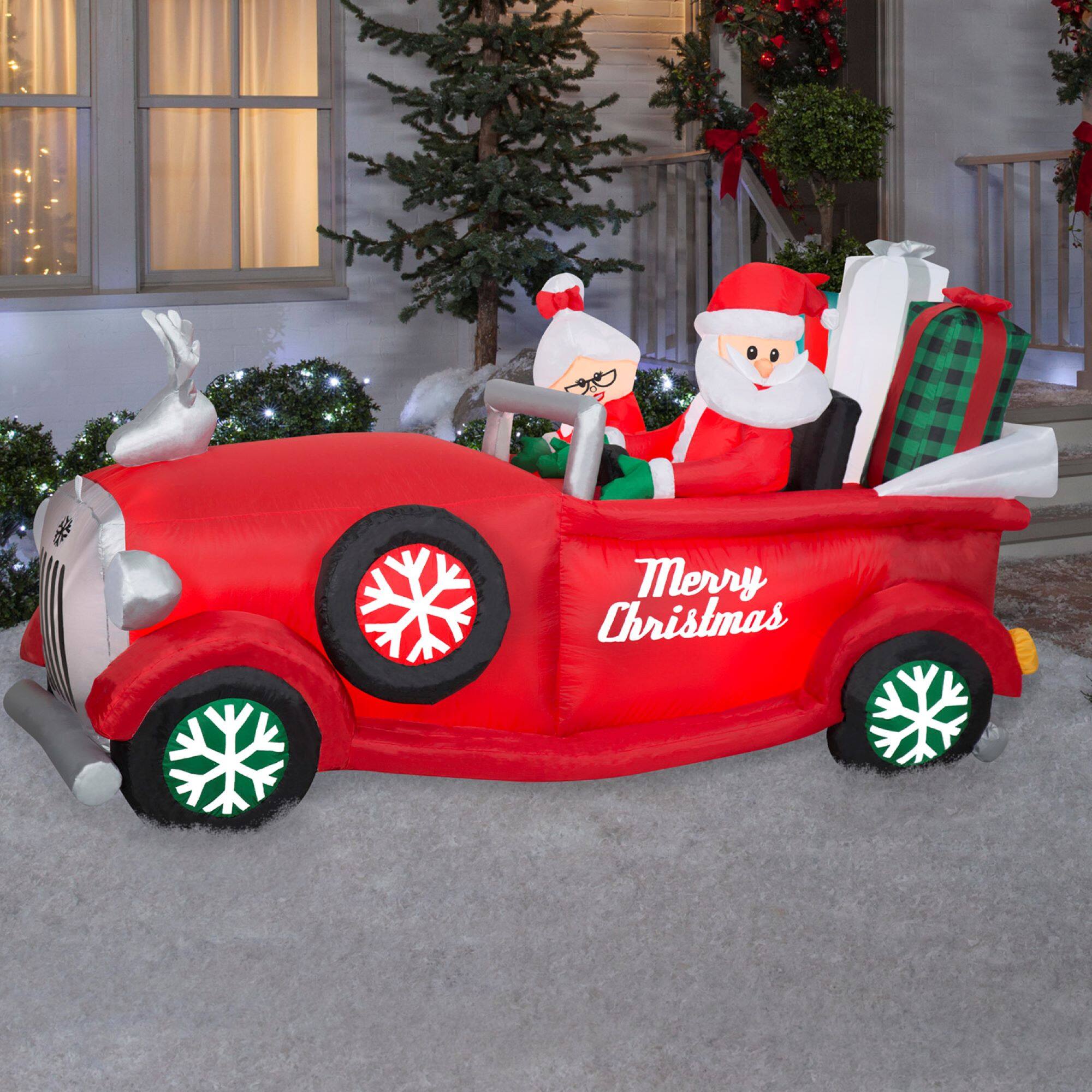 Airblown&#xAE; 7.5ft. Christmas Animated Inflatable Santa &#x26; Mrs. Claus in Red Car