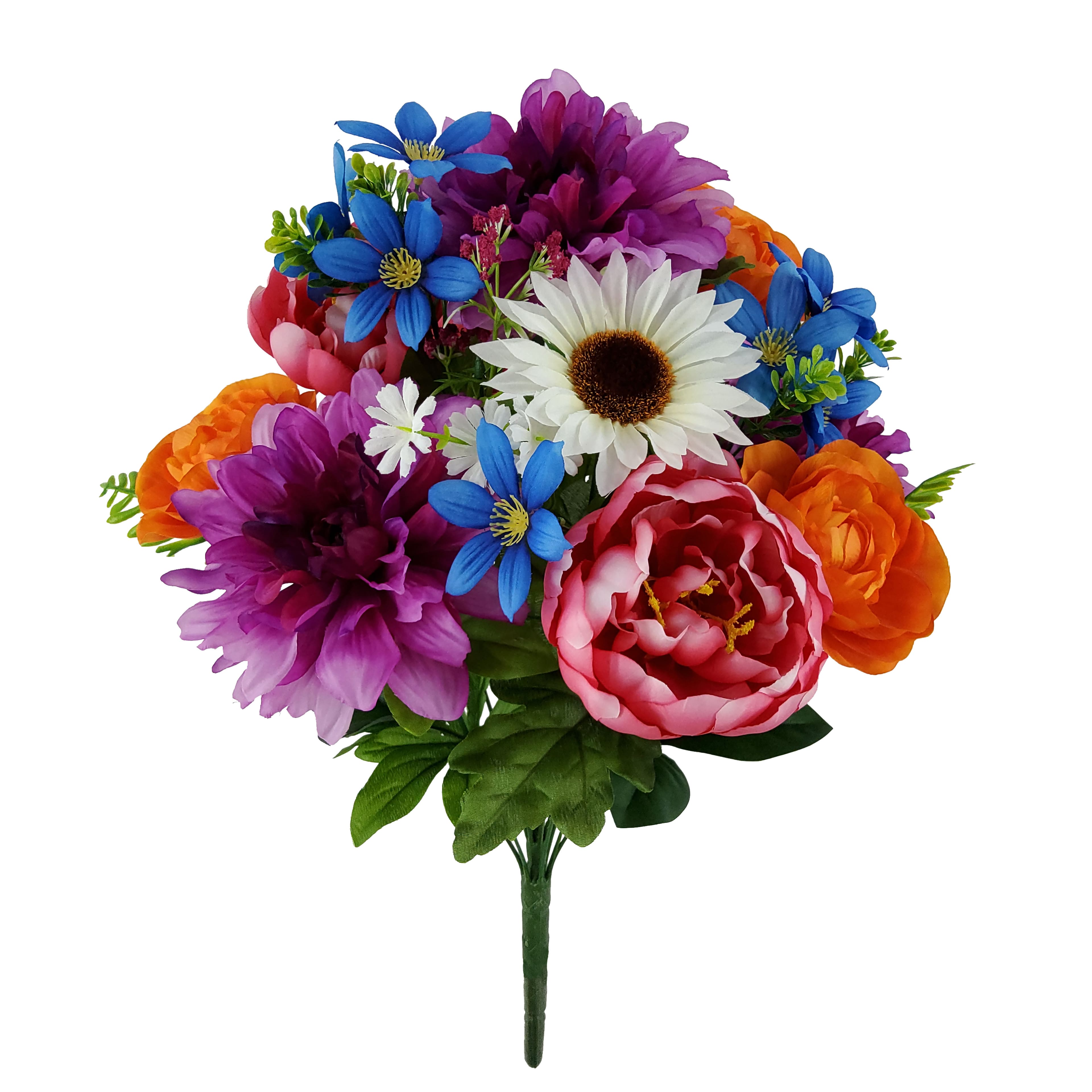 20.5&#x22; Purple &#x26; Pink Dahlia, Peony &#x26; Sunflower Bush by Ashland&#xAE;