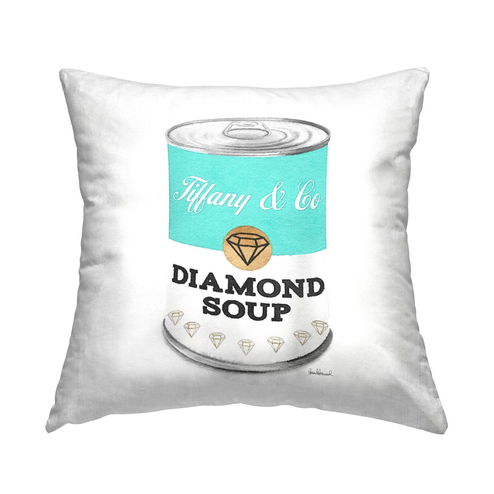 Stupell Industries Blue Fashion Condensed Diamond Soup Glam Pop Throw Pillow 18" x 18"