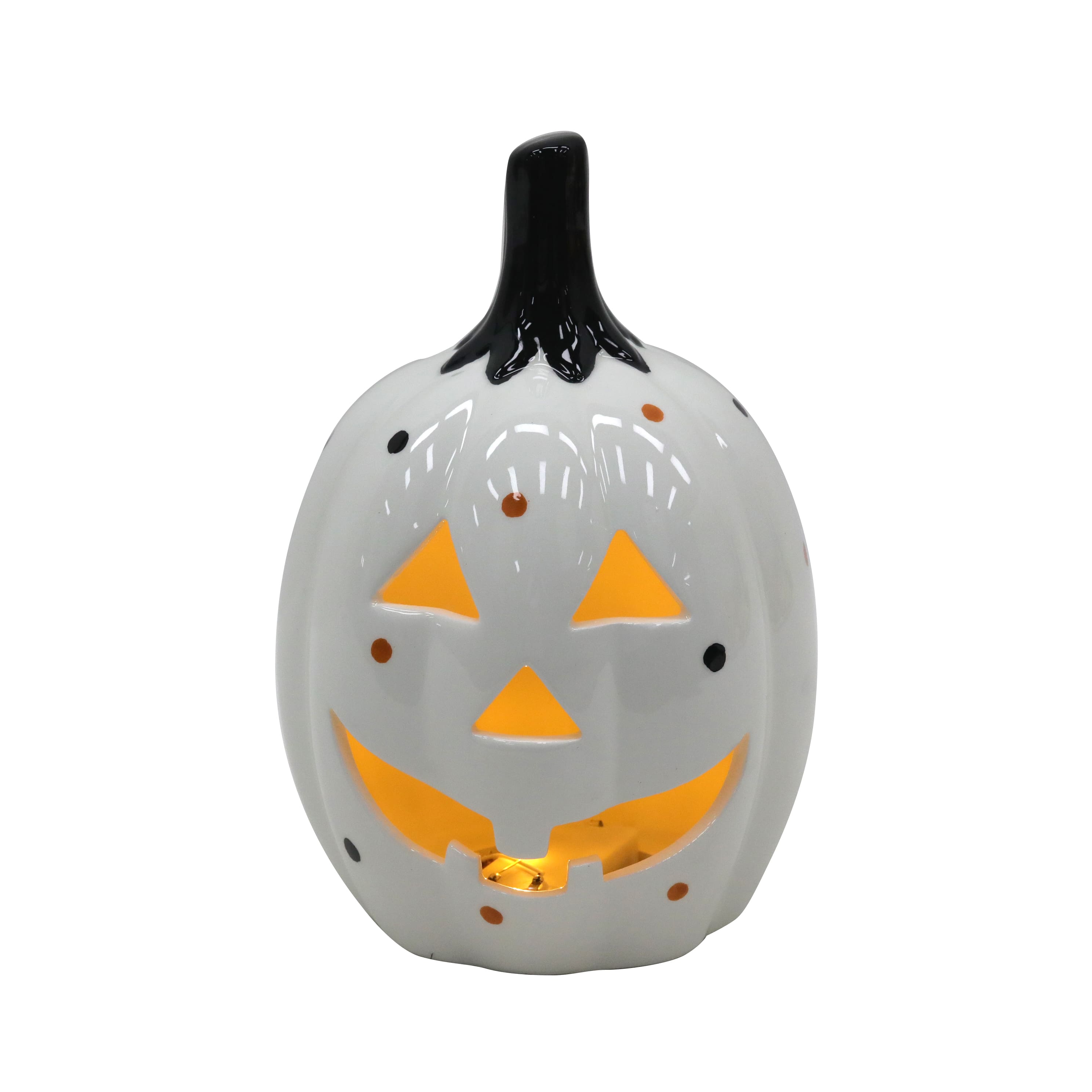 7.25" White Jack-o'-Lantern LED Ceramic Tabletop Décor by Ashland®