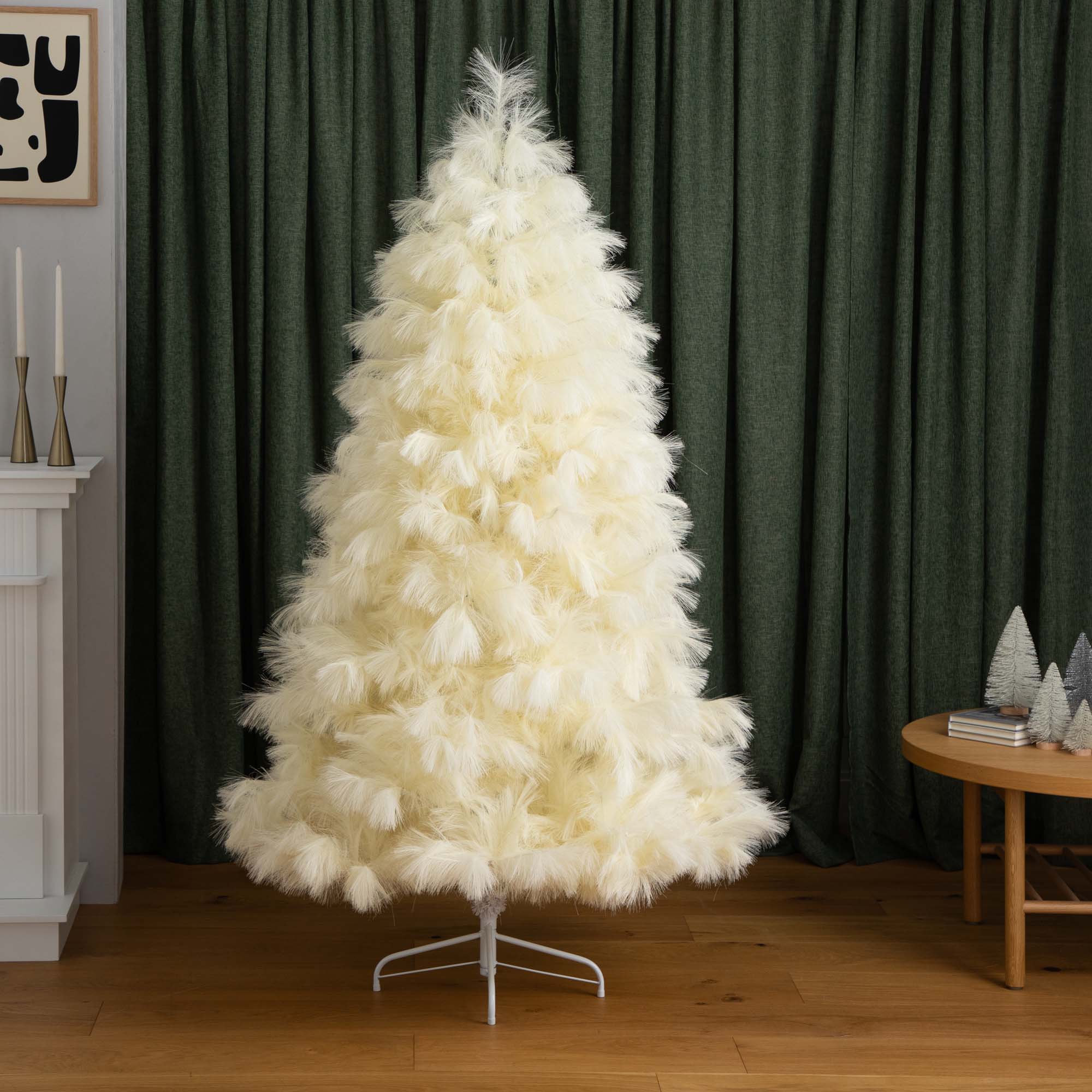 6ft. Unlit Off-White Pampas Grass Artificial Christmas Tree