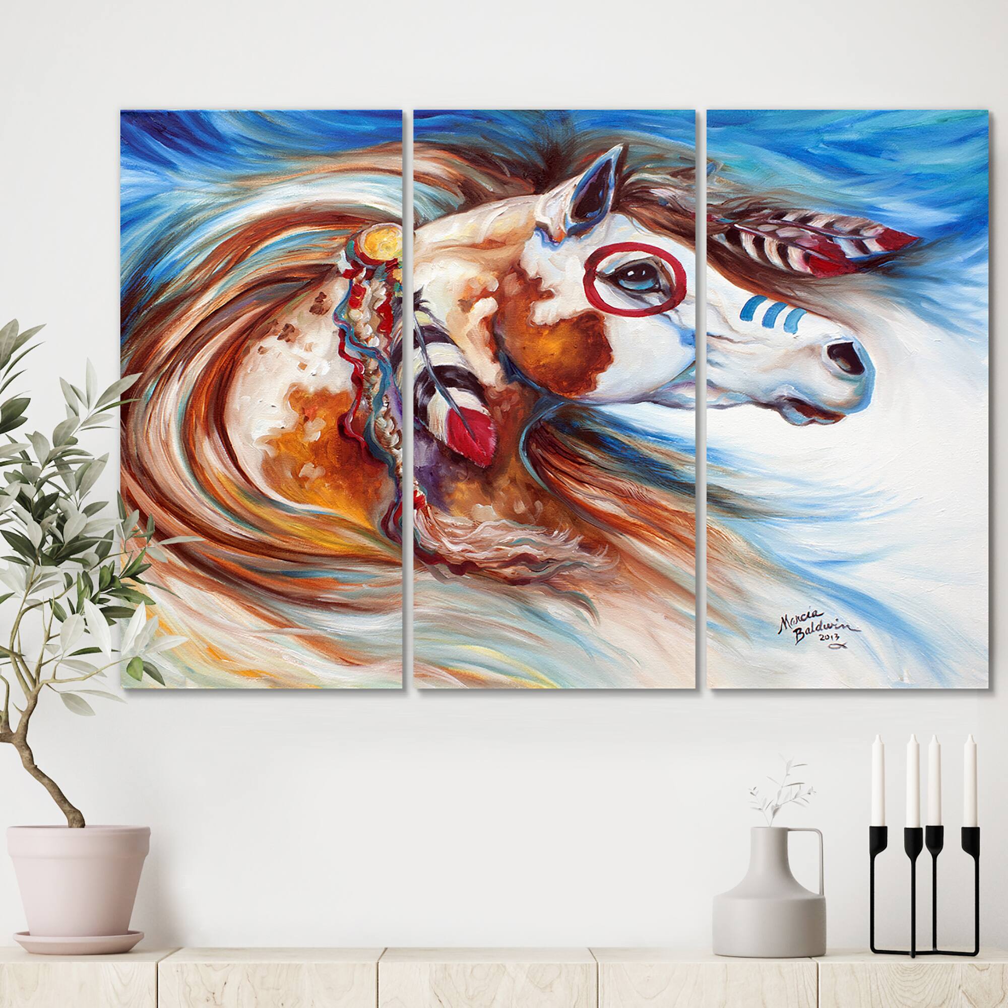 Designart - Wind Of Thunder Indian War Horse - Cottage Canvas Art Print