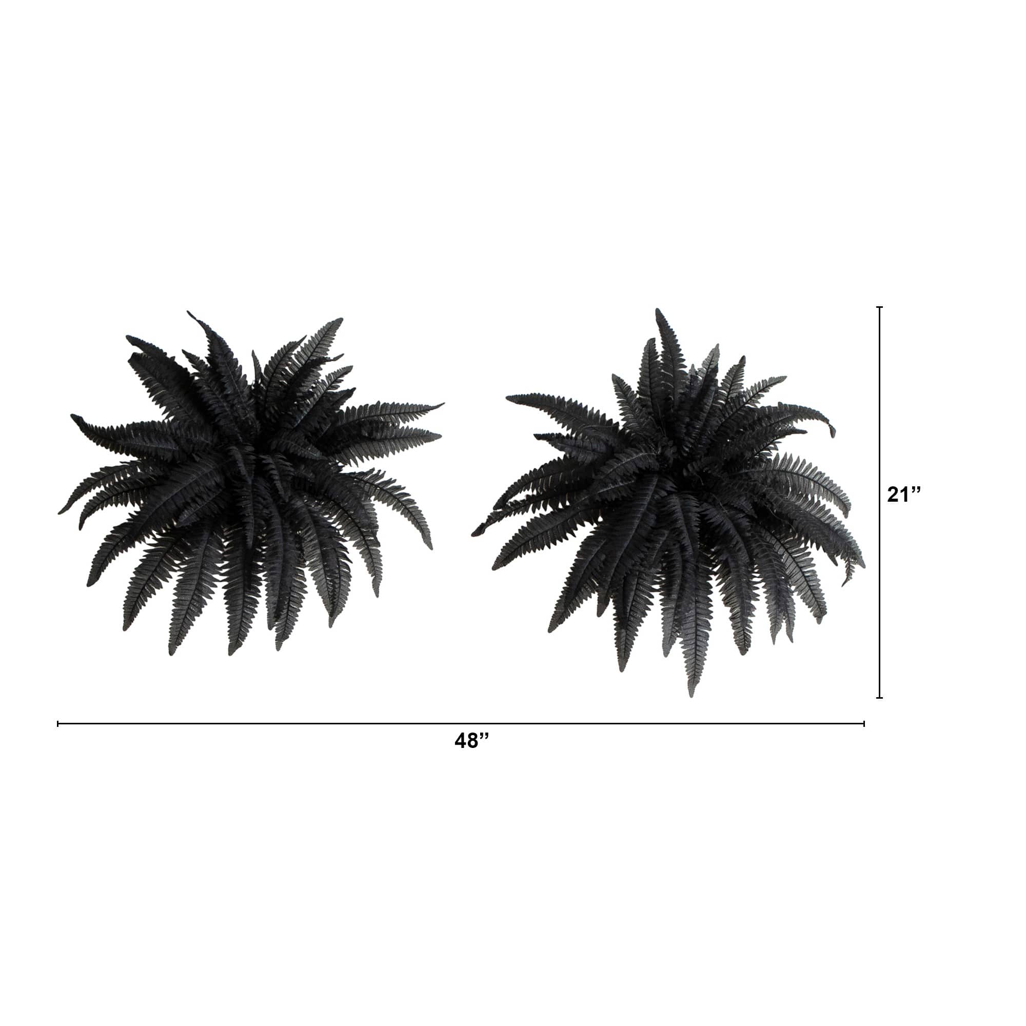 40in. Artificial Halloween Black Boston Fern - Set of 2