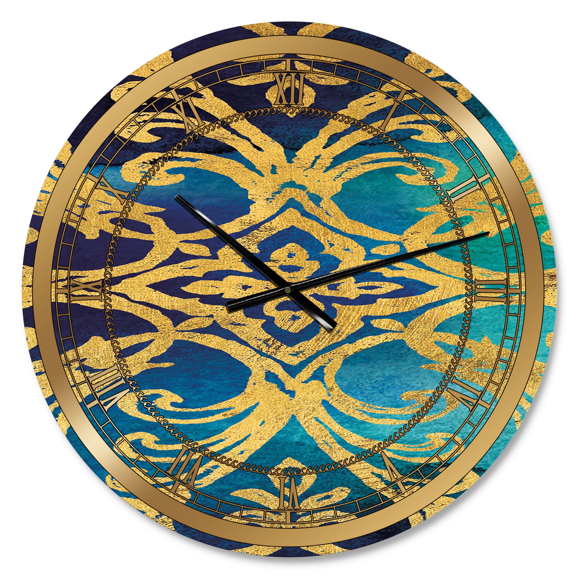 Designart Metallic Glam Indigo Form I Glam Wall Clock