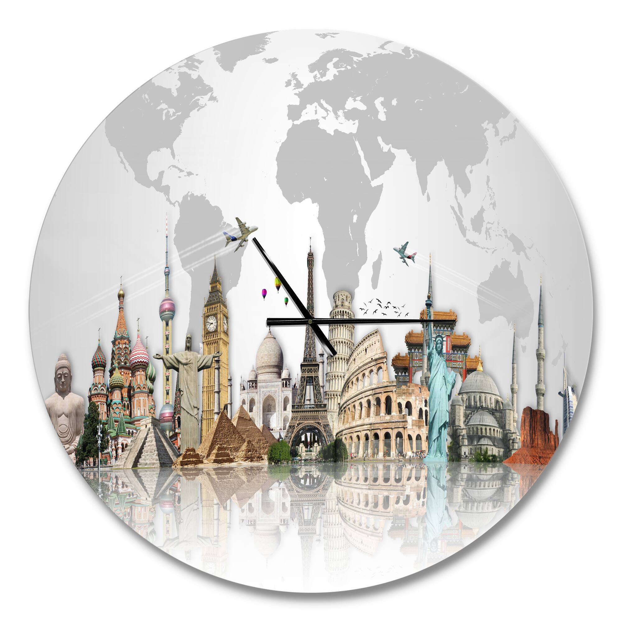 Designart Famous Monuments Across World Modern Wall Clock